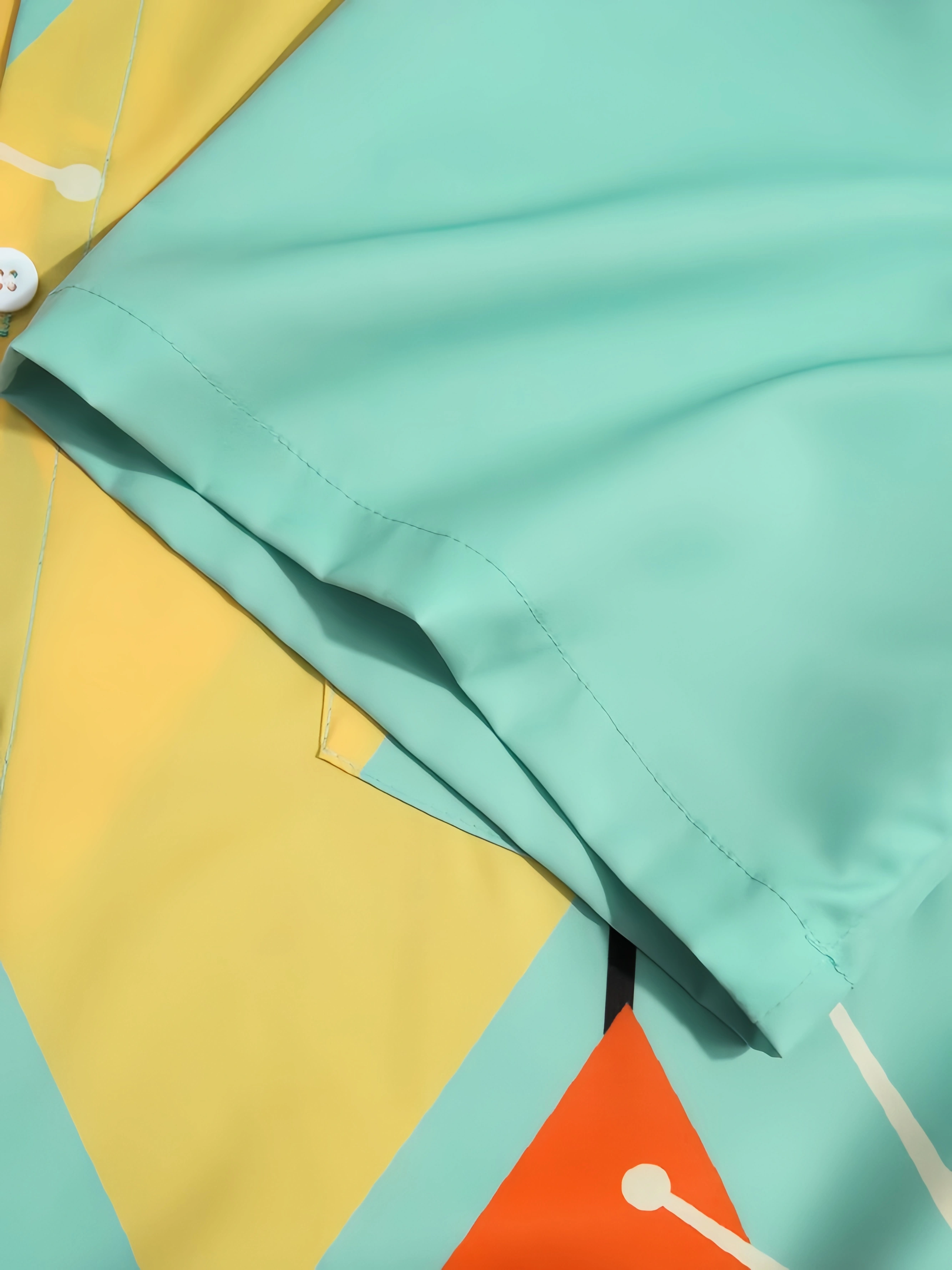 Men Printed Casual Summer Polyester Pockets Shirt Collar No Elasticity Regular H-Line Shirt