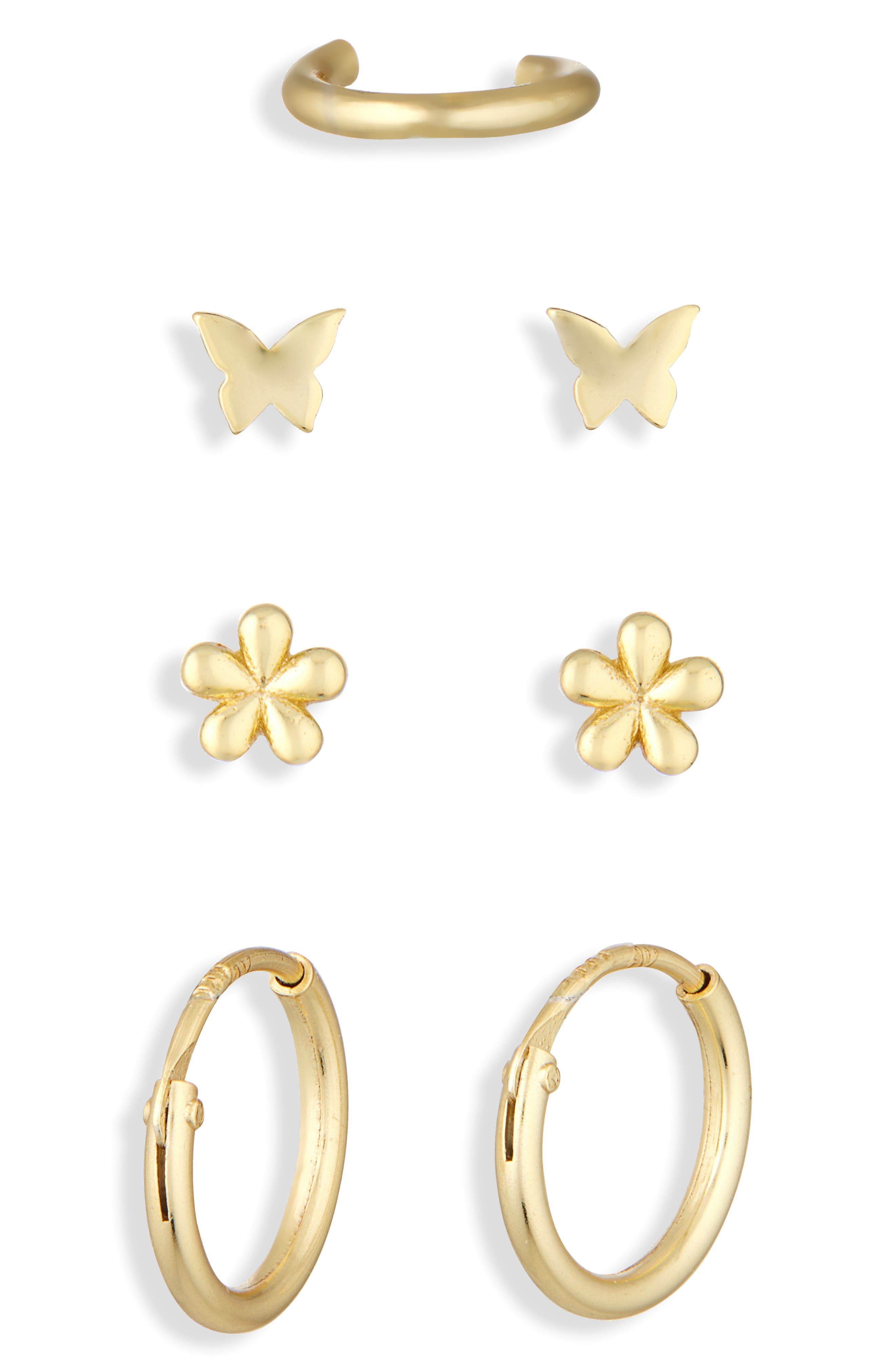 ARGENTO VIVO Pack of Four Butterfly Assorted Stud, Cuff & Hoop Earrings