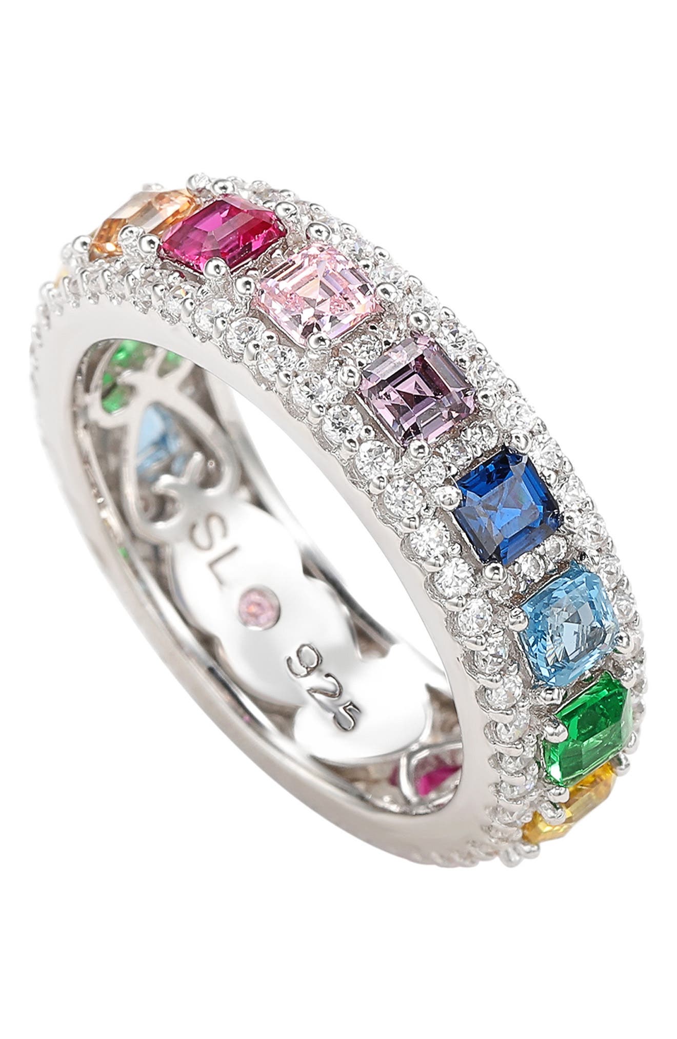 SUZY LEVIAN Asscher Cut Rainbow CZ Eternity Band