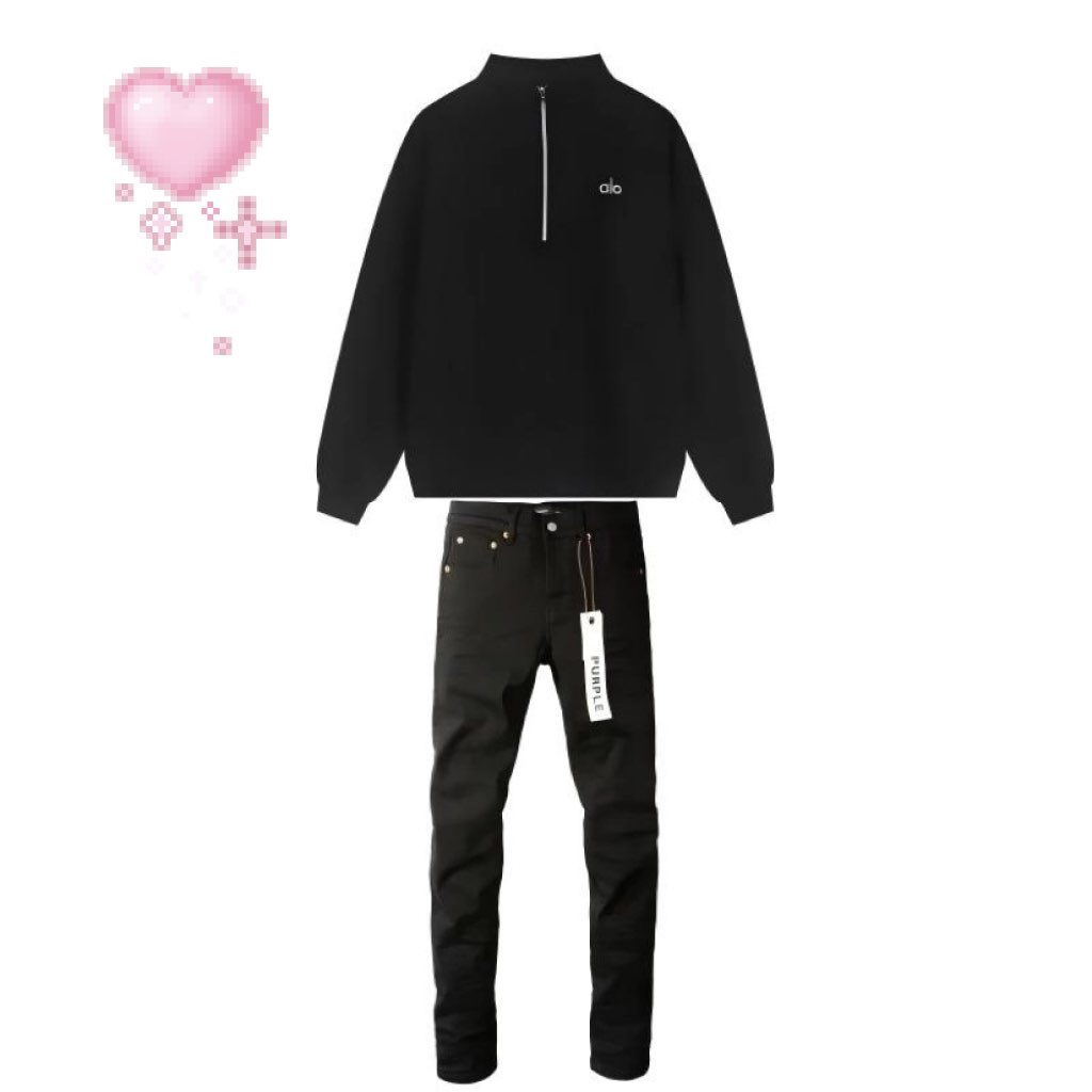 Alo Yoga Accolade 1/4 Zip Pullover Black + Purple Fashion Brand Jeans 014