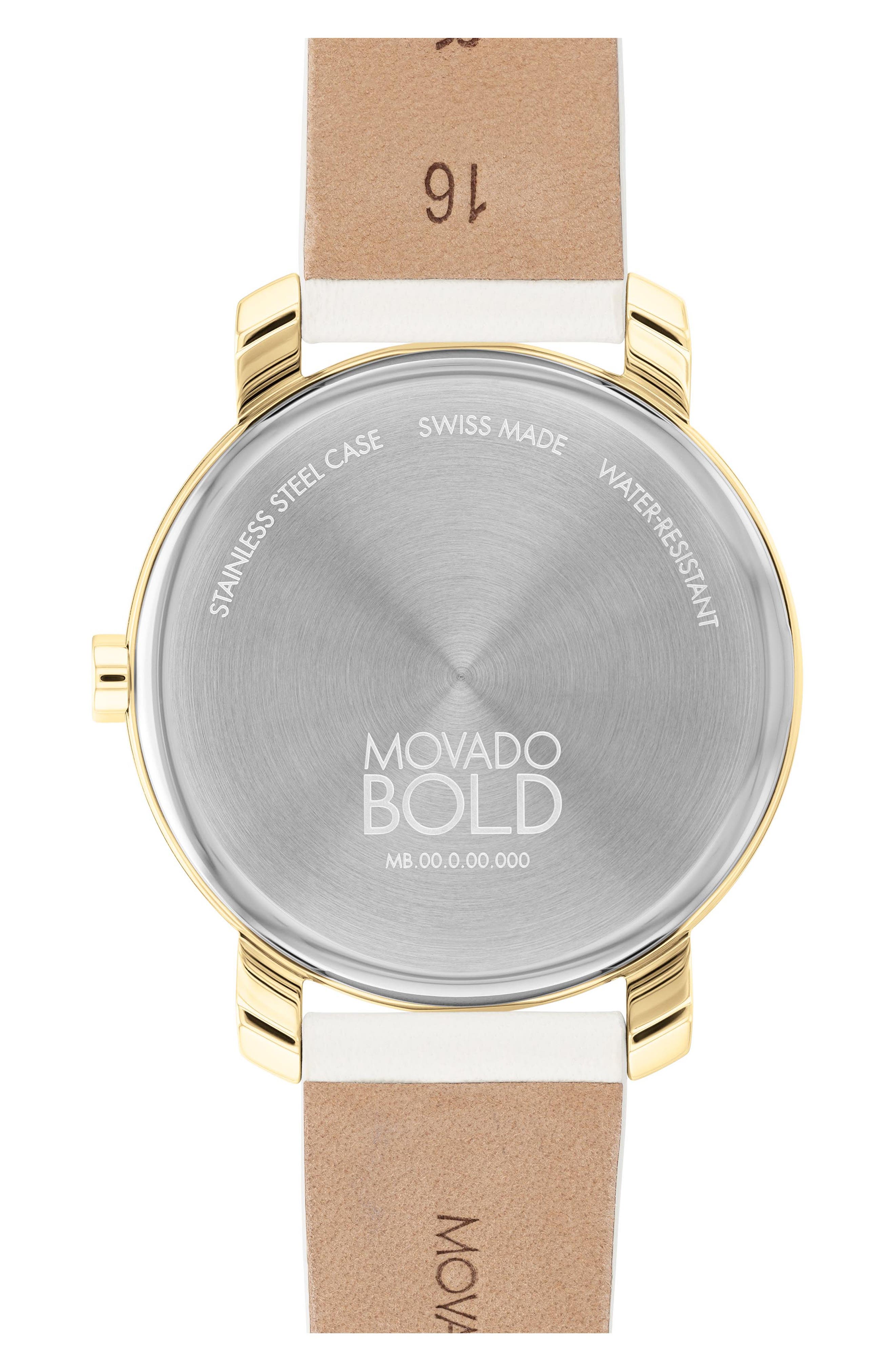 Movado Bold Access Museum Dot Leather Strap Watch, 34mm