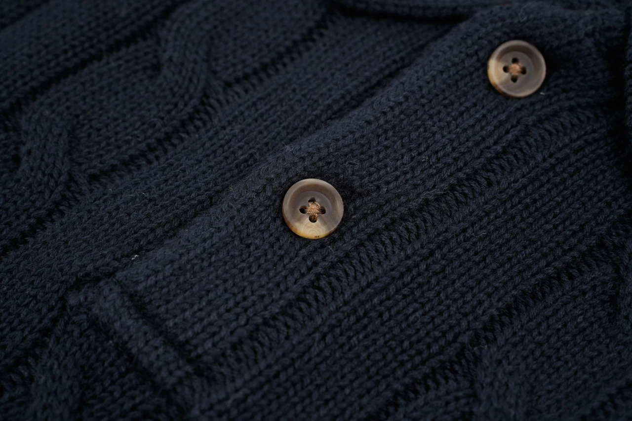 Ralph Lauren Navy Pony Embroidered Cable Knit Long Sleeve Polo Sweater product photo from LabelPicks
