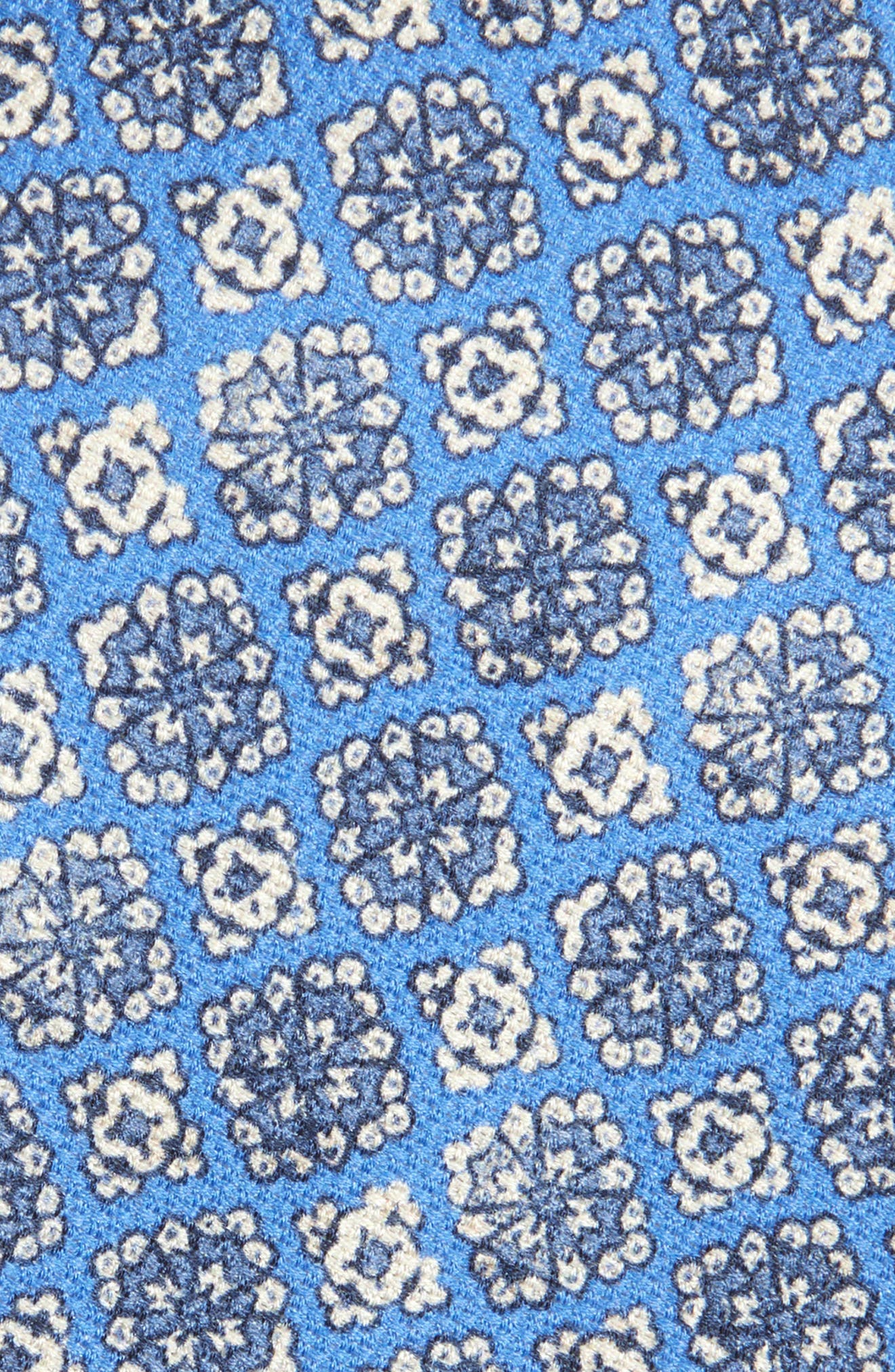 David Donahue Floral Medallion Print Silk Tie