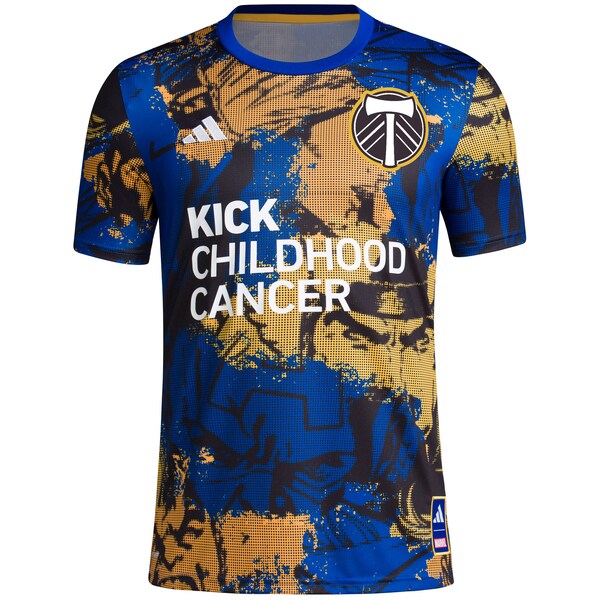 Portland Timbers adidas 2024 MLS Works Kick Childhood Cancer x Marvel Pre-Match Top - Royal