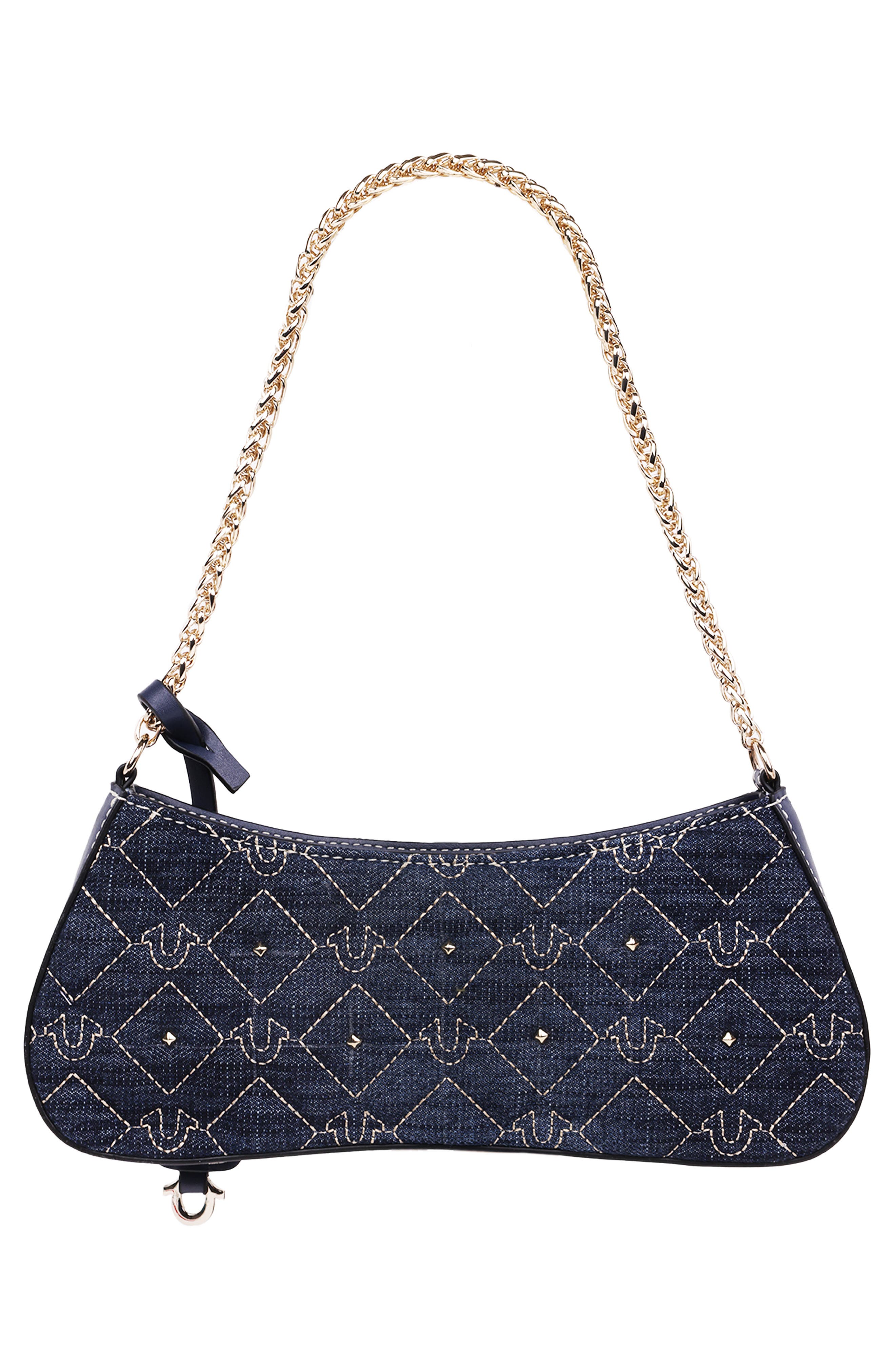 True Religion Studded Denim Shoulder Bag