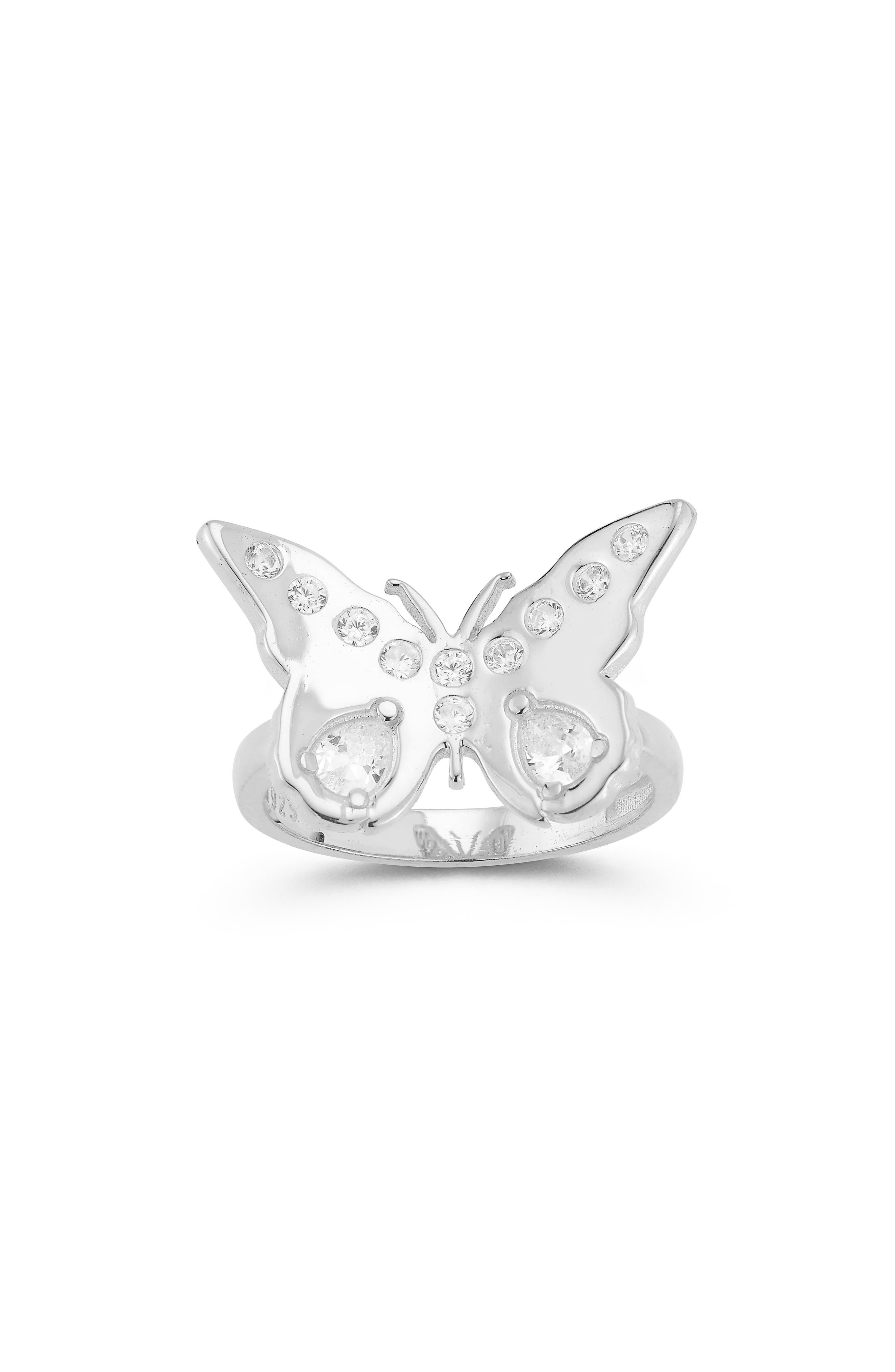 SPHERA MILANO Sterling Silver & CZ Butterfly Ring