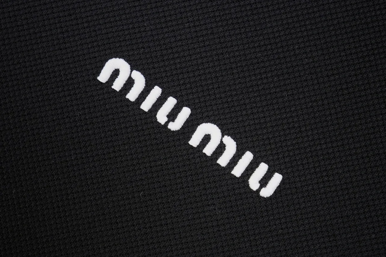 Miu Miu Black Logo Embroidered Long Sleeve Polo Shirt product photo from LabelPicks