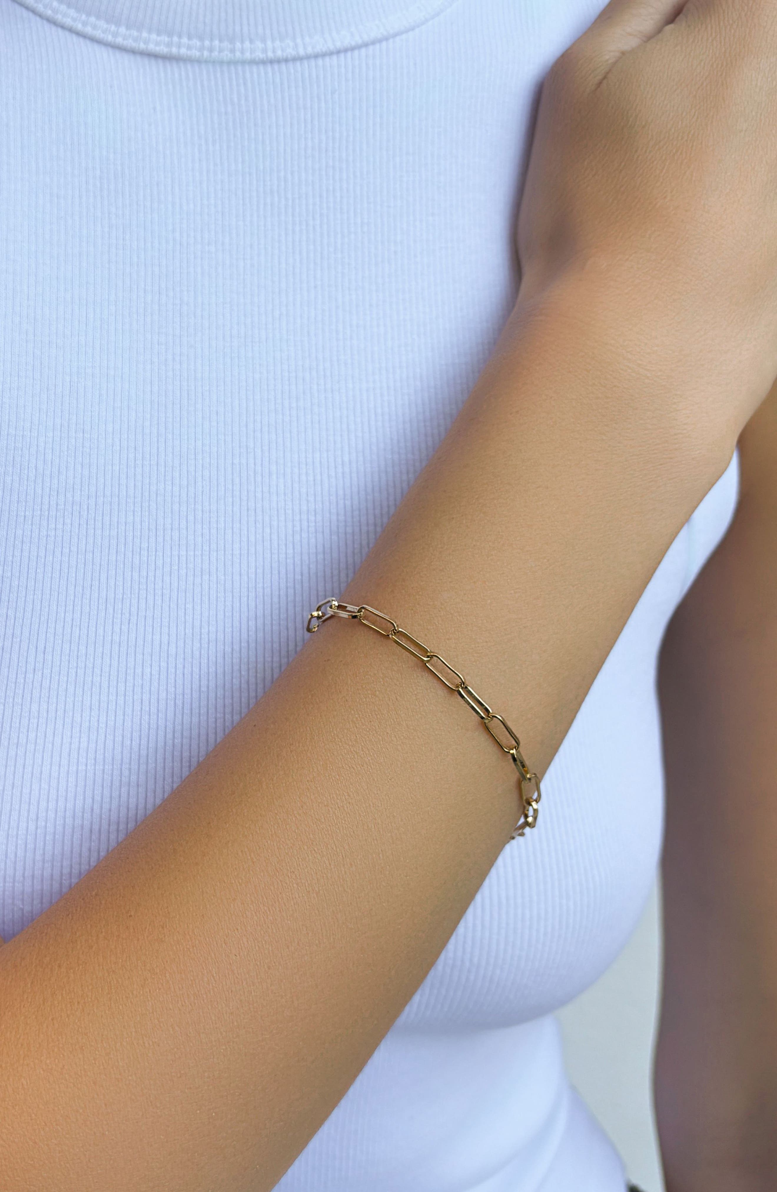 Adornia Tarnish Resistant 18K Gold Plated Paper Clip Chain Bracelet