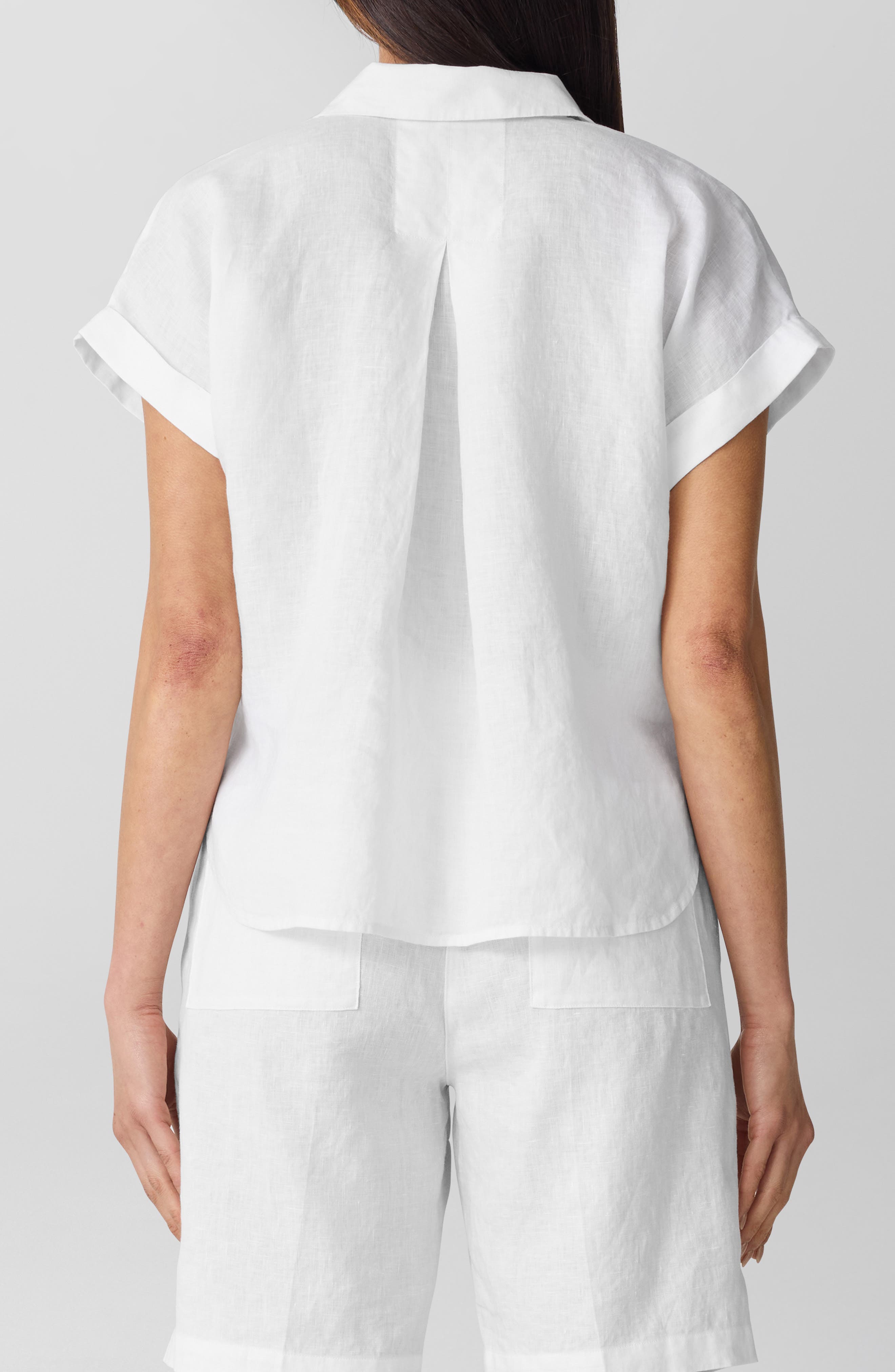 Eileen Fisher Notched Collar Organic Linen Top