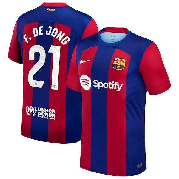 Frenkie de Jong Barcelona Nike 2023/24 Home Replica Jersey - Royal/Aqua/White