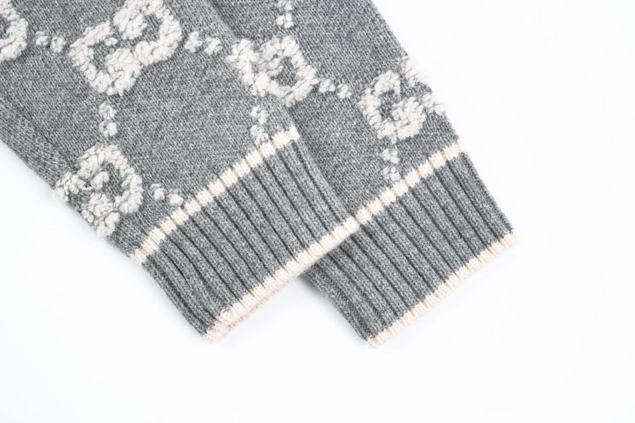 GUCCI Grey White GG Jacquard Zip Cardigan product photo from LabelPicks