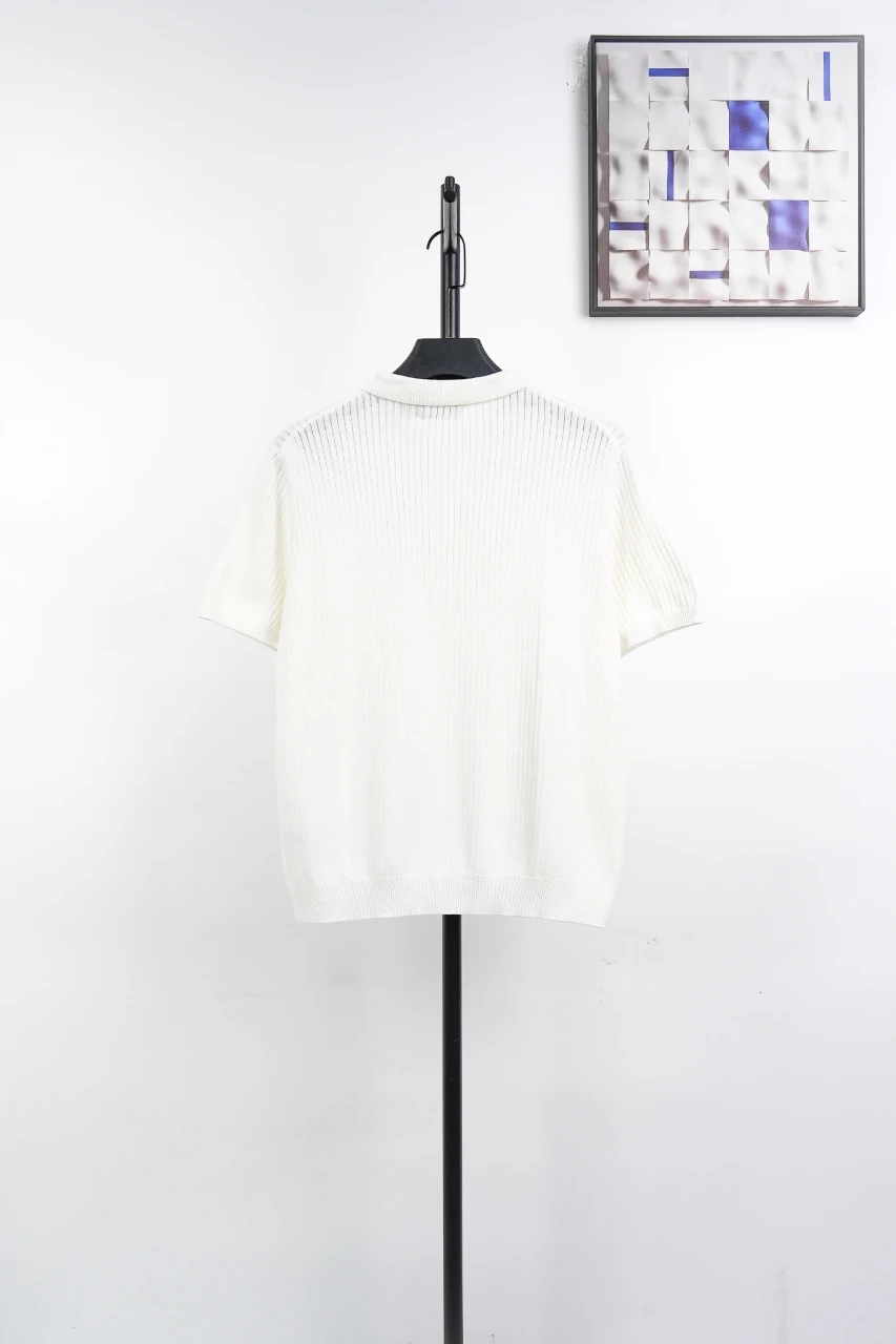 Ralph Lauren White Ribbed Pony Embroidered Knit Polo Shirt product photo from LabelPicks