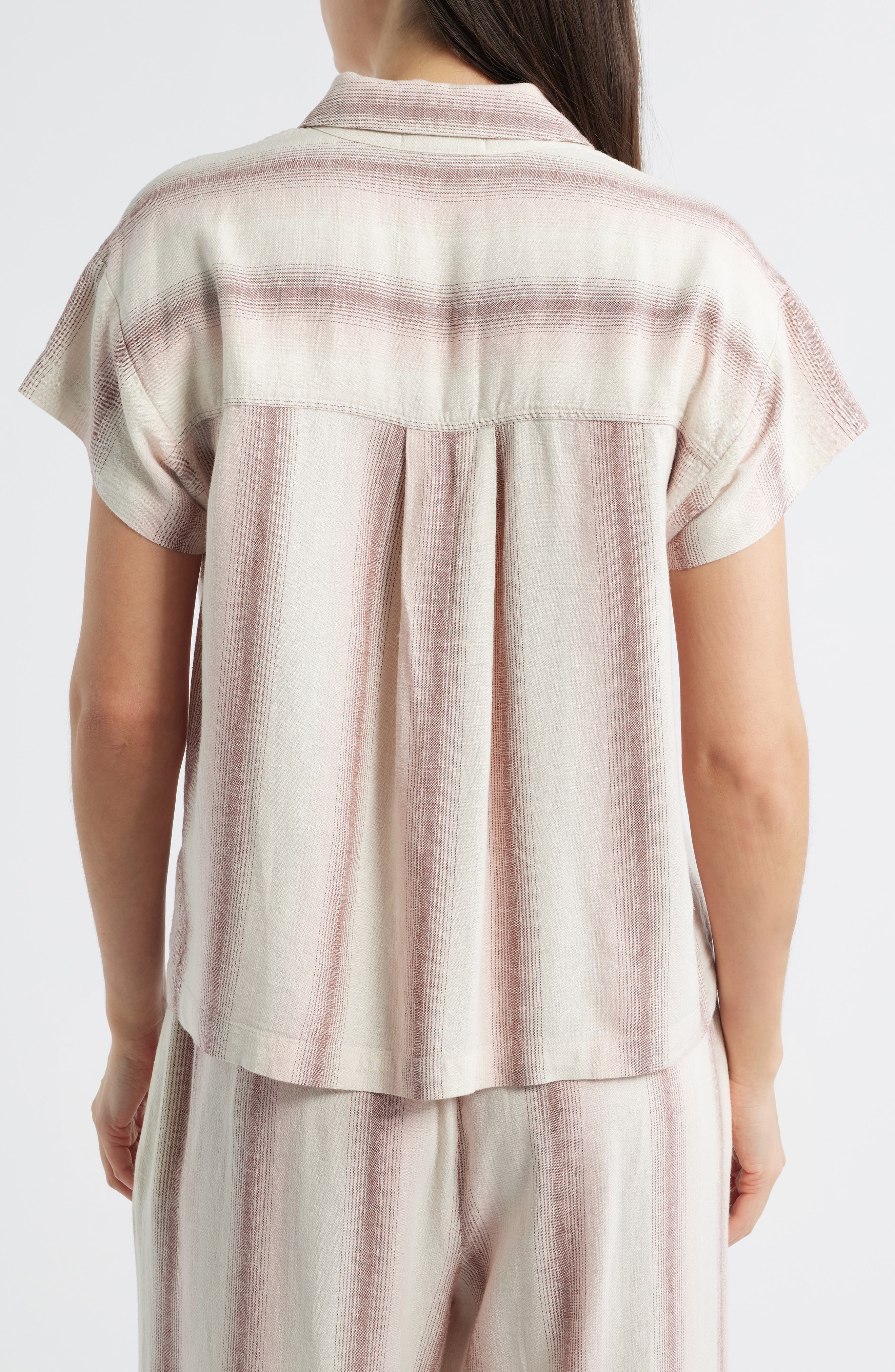 Cloth & Stone Stripe Short Sleeve Popover Top