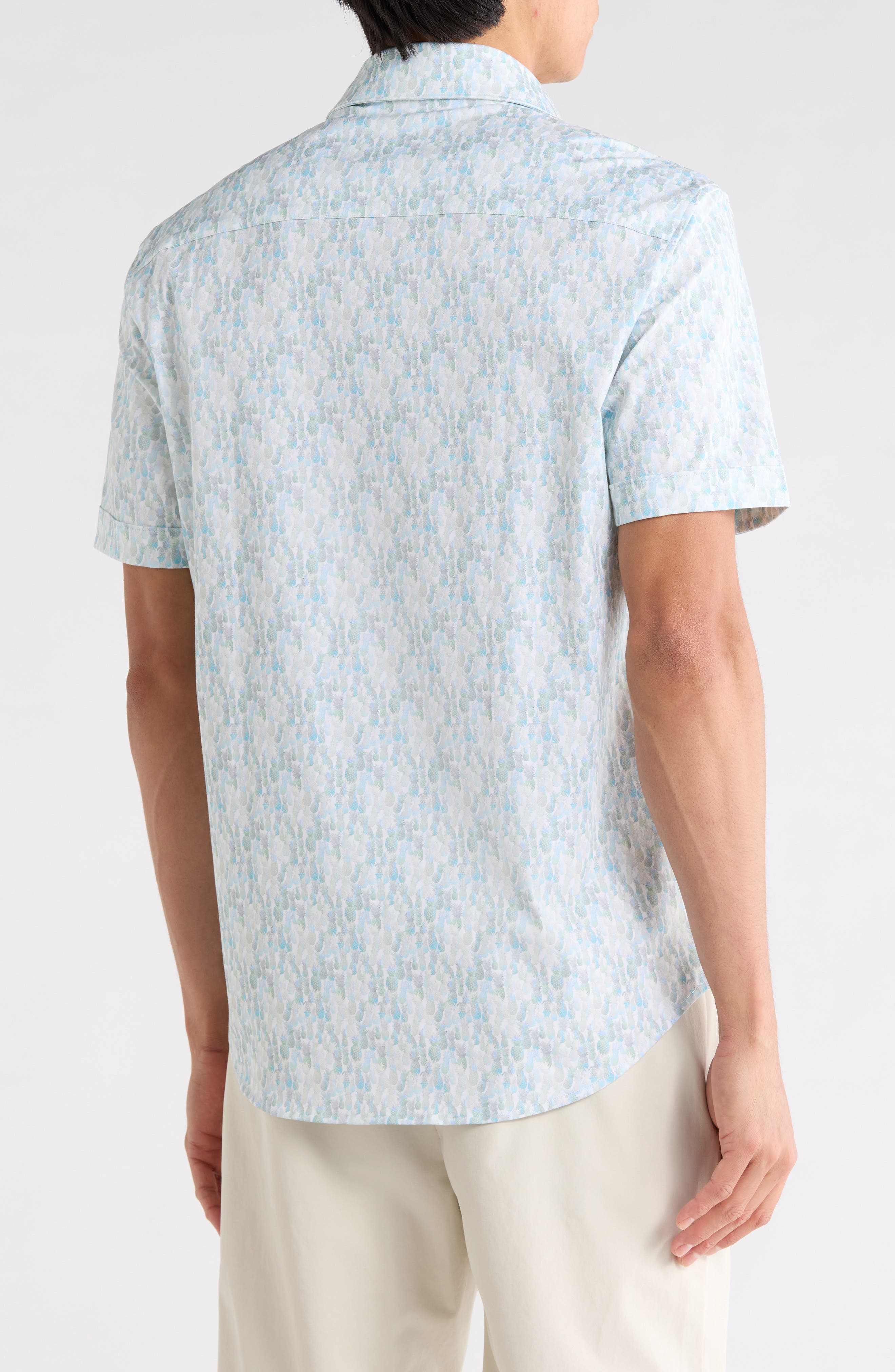 Bugatchi Short Sleeve Stretch Cotton Button-Up Shirt