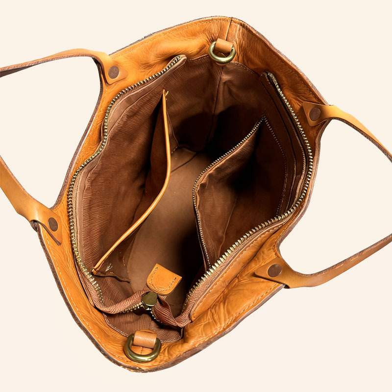 Cognac Mini Wavy Tote Bag Women