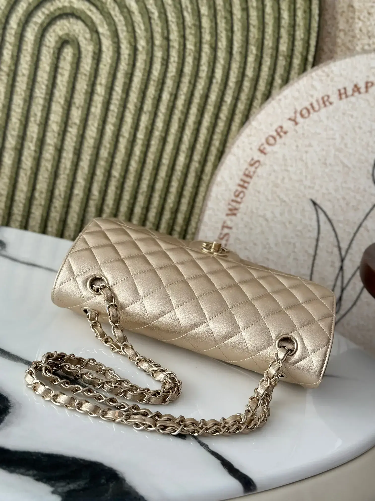 Chanel Classic Flap Gold Lambskin Shoulder Bag product photo from LabelPicks