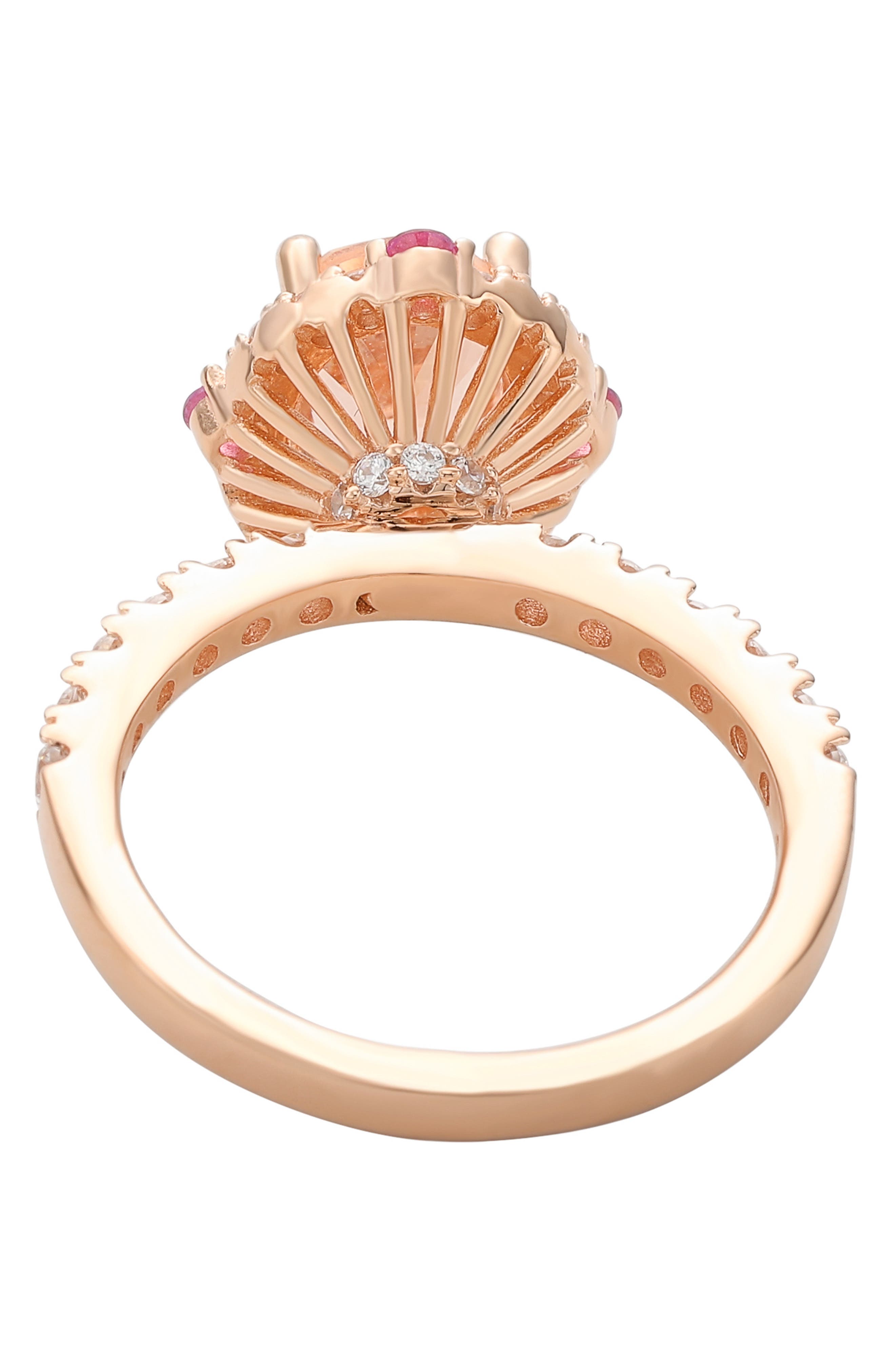 SUZY LEVIAN Rose Gold Sterling Silver Oval Cut CZ Halo Ring