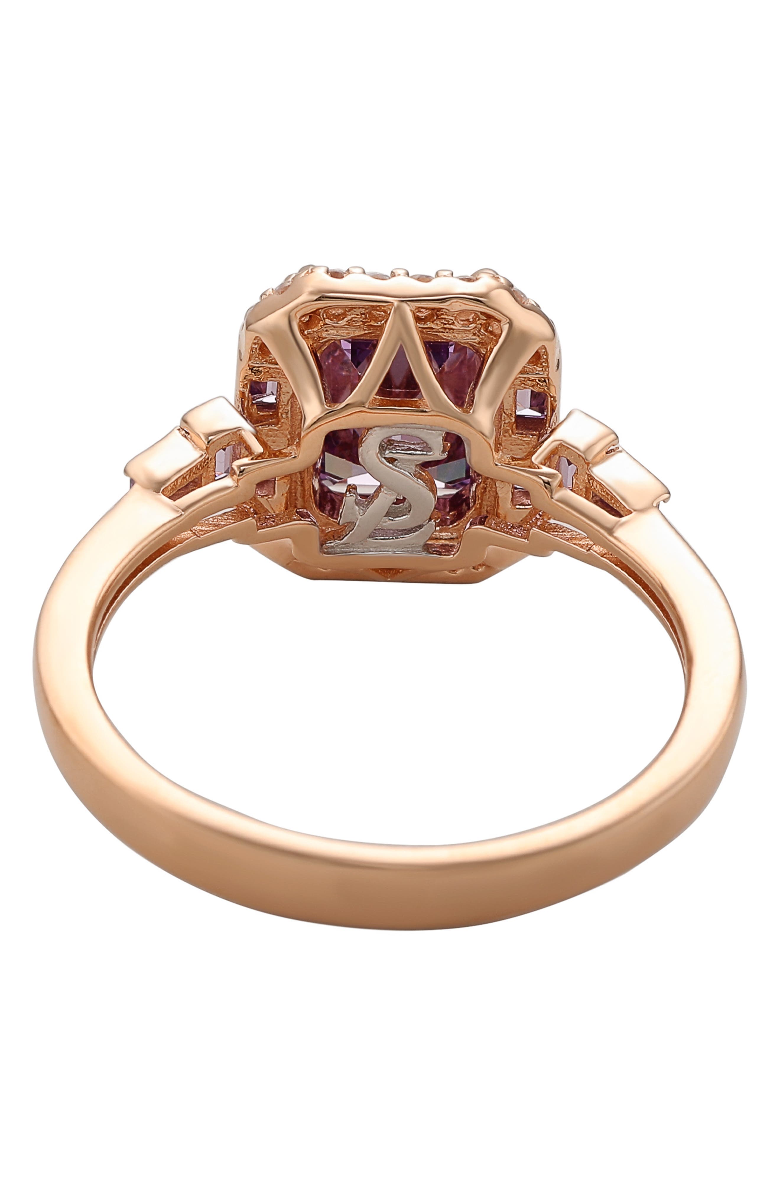 SUZY LEVIAN Rose Gold Plated Sterling Silver Emerald CZ Ring