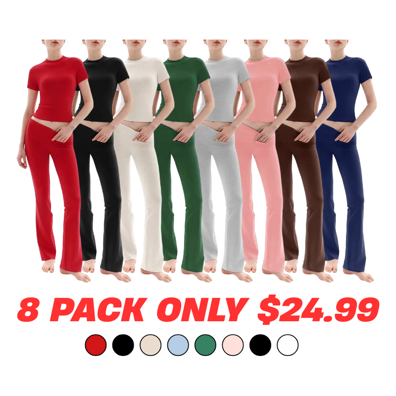 💎Today's Specials-All Colors Just 24.99🎉-Women's Soft 2 Piece Outfit Short Sleeve Top & Flare Pants