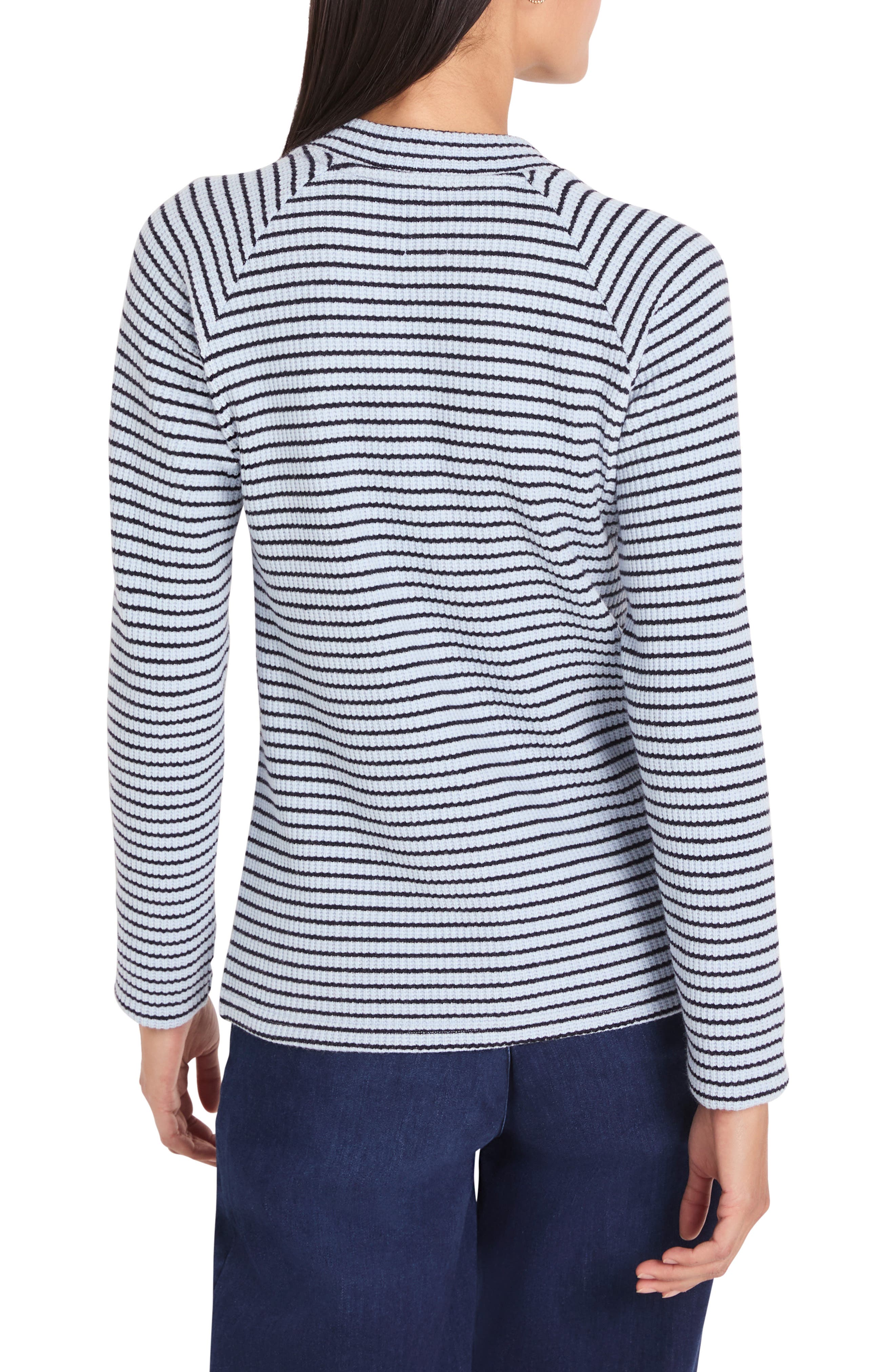 NIC+ZOE Stripe Thermal Split Neck Long Sleeve Top