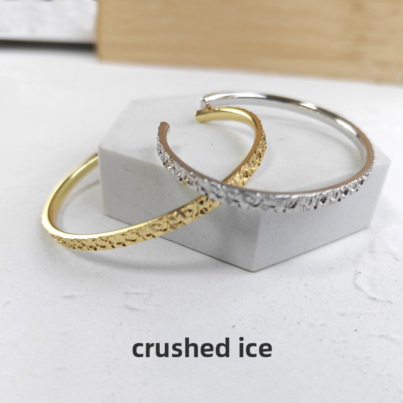 S925 sterling silver, trendy ice-crystal bracelet, dazzling and fashionable, adjustable open design, high-end jewelry for women
