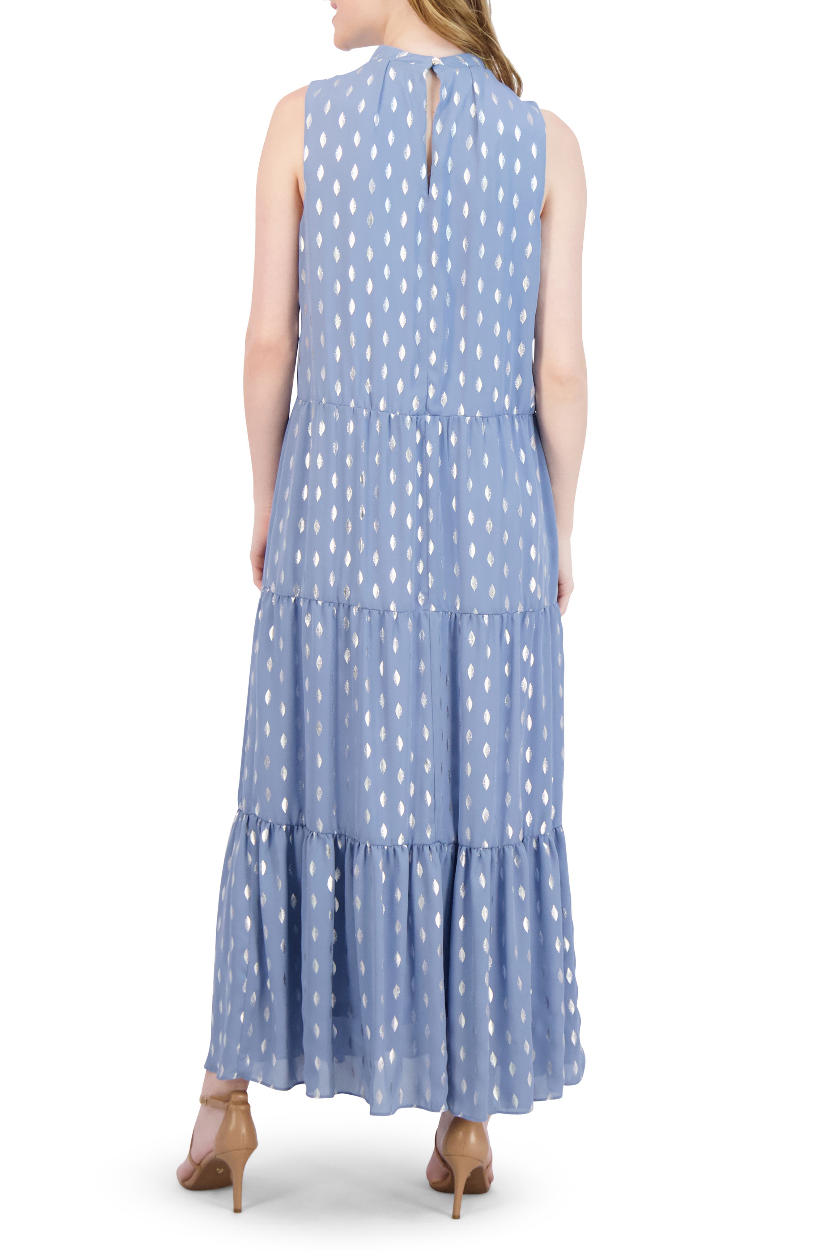 Julia Jordan Donna Ricco Foil Dot Tiered Maxi Dress