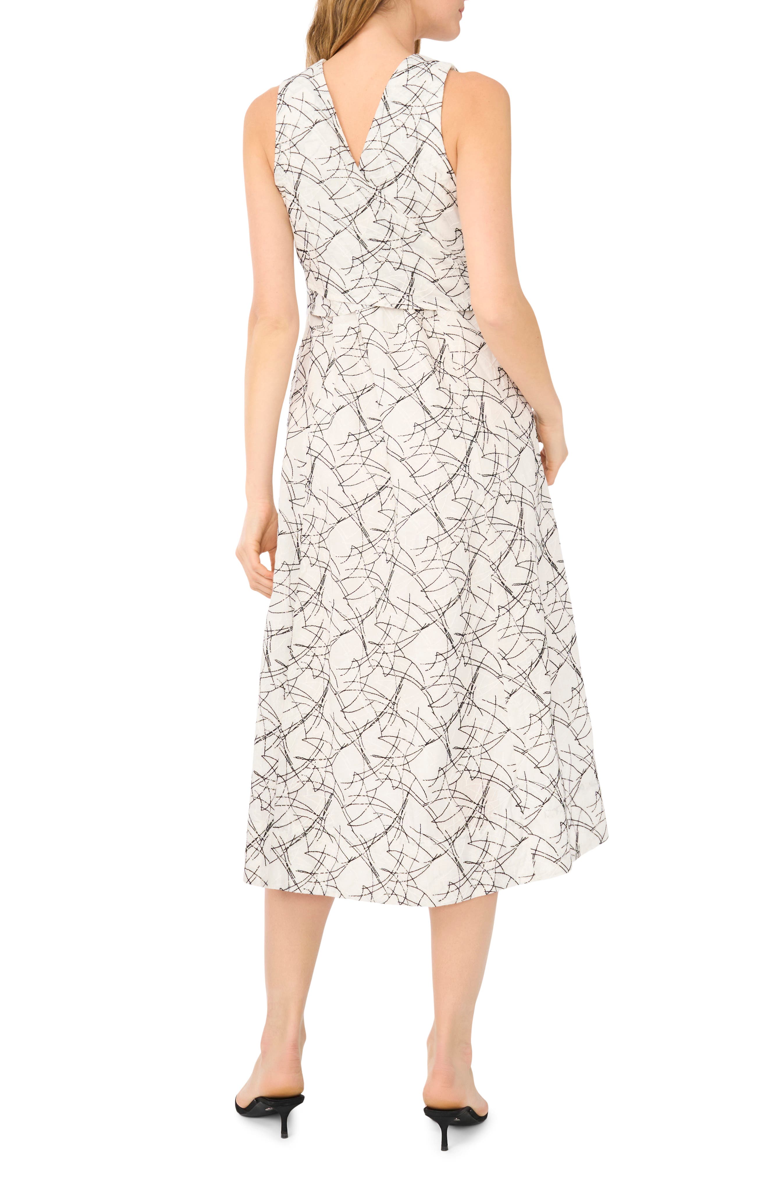 1.STATE Sleeveless Belted Cotton Midi Dress