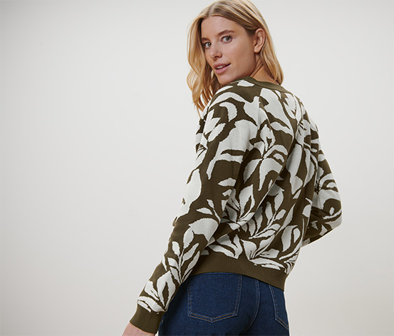 Grobstrick-Cardigan mit Jacquard