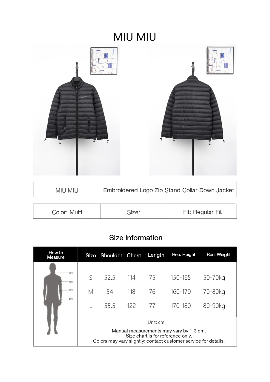 Miu Miu Matte Black Logo Embroidered Stand Collar Down Jacket product photo from LabelPicks