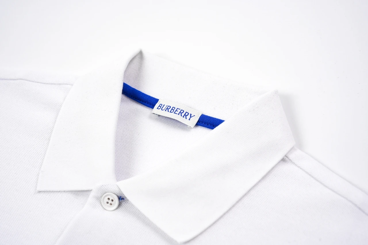 Burberry White Blue Trim Equestrian Knight Polo Shirt product photo from LabelPicks