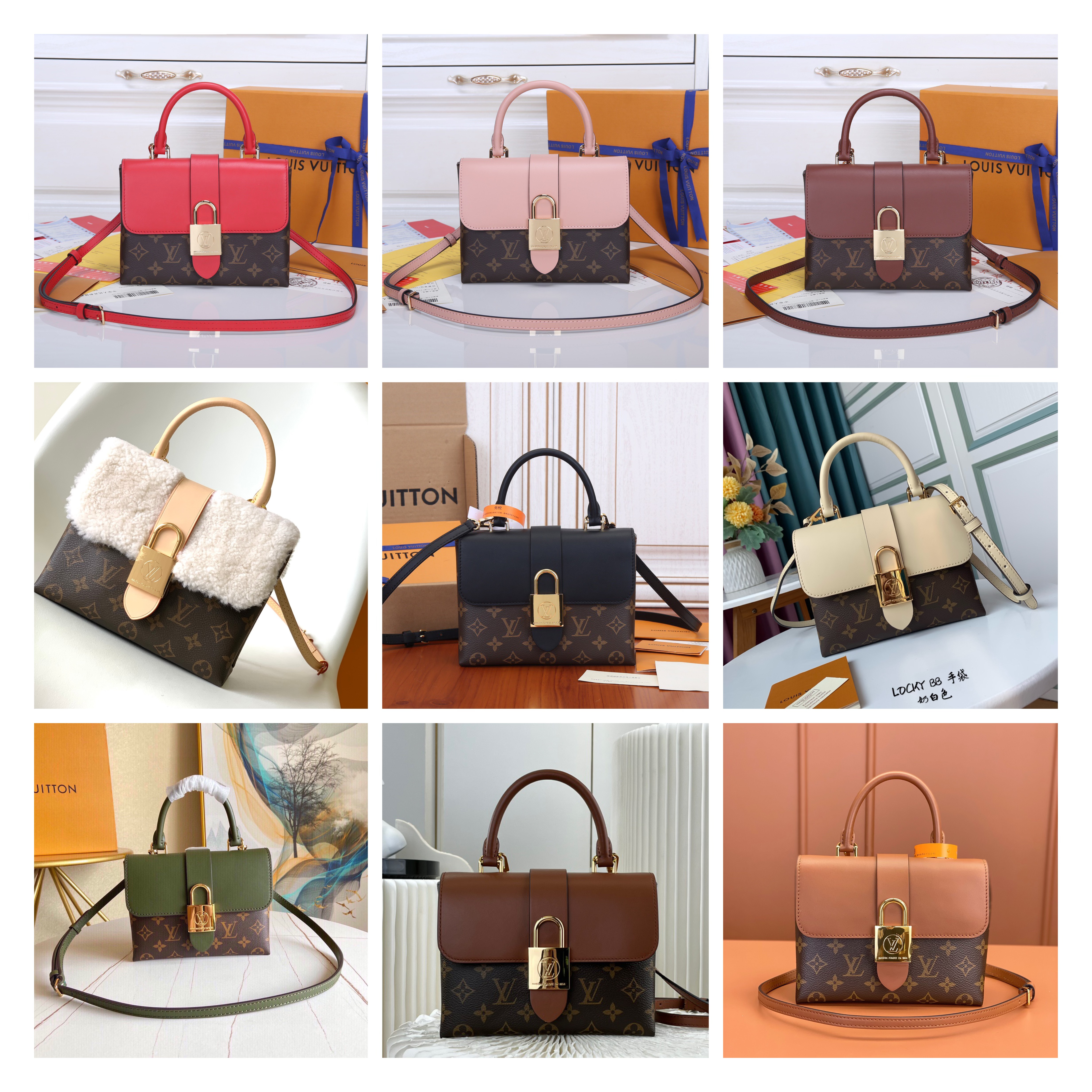 LOUIS VUITTON Locky BB / Leather and canvas / 20CM