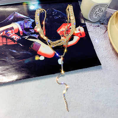 new European and American fashion trend temperament diamond inlaid cross clavicle chain handsome personality Necklace woman