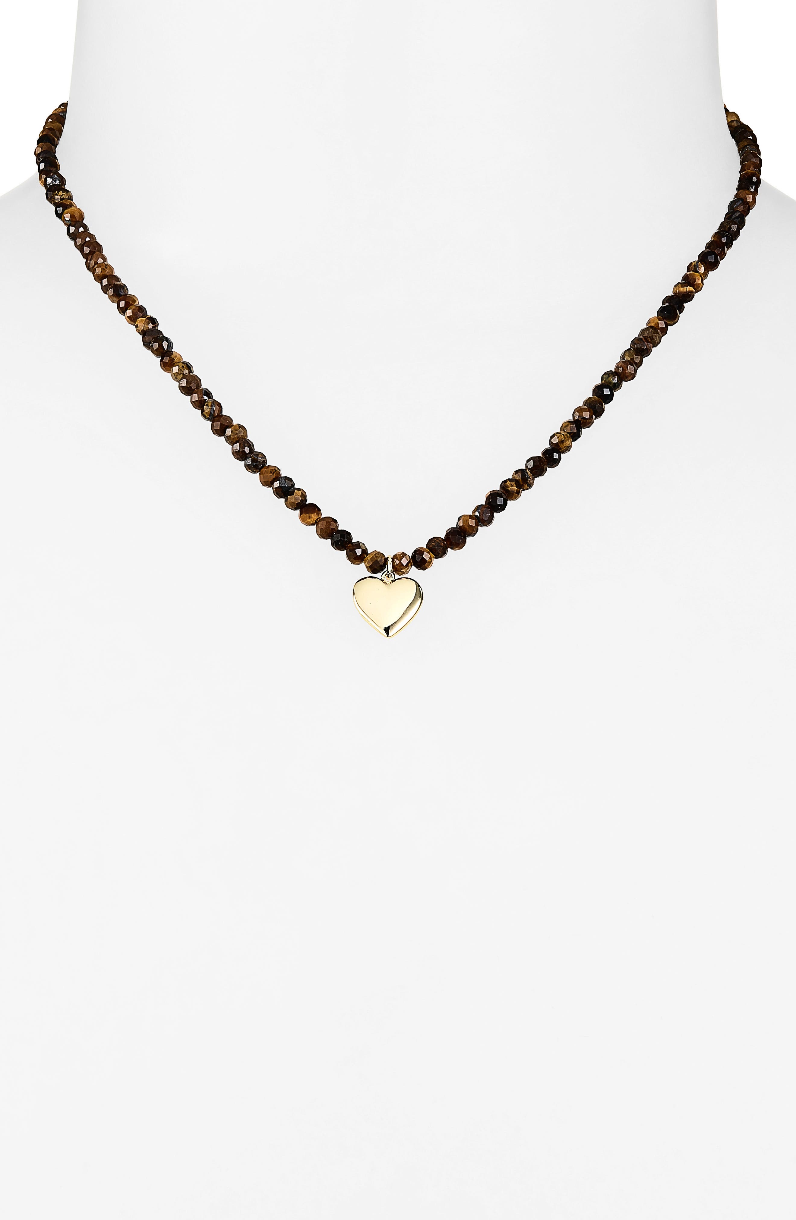 ARGENTO VIVO Tiger's Eye Heart Necklace