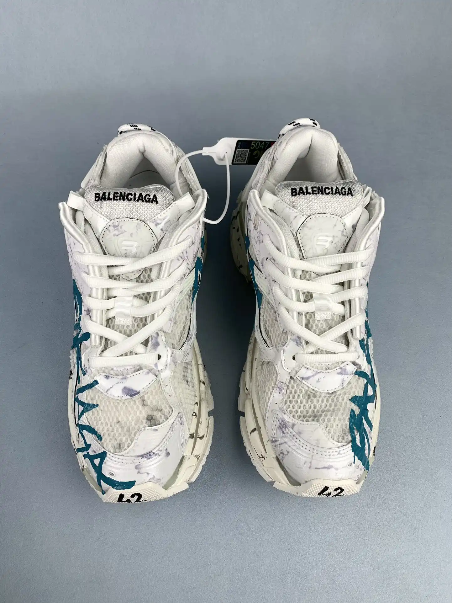 Runner Graffiti Sneaker in White/Blue product photo from LabelPicks