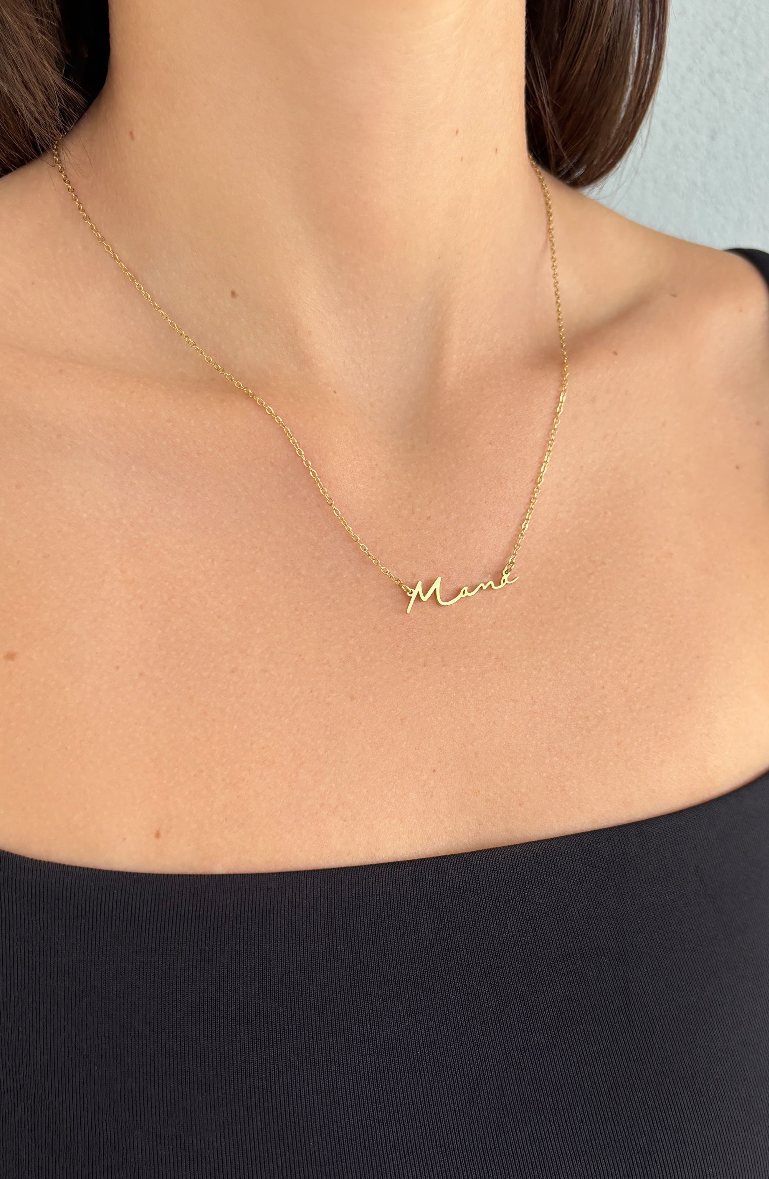 Adornia 18K Gold Plated Mama Script Pendant Necklace