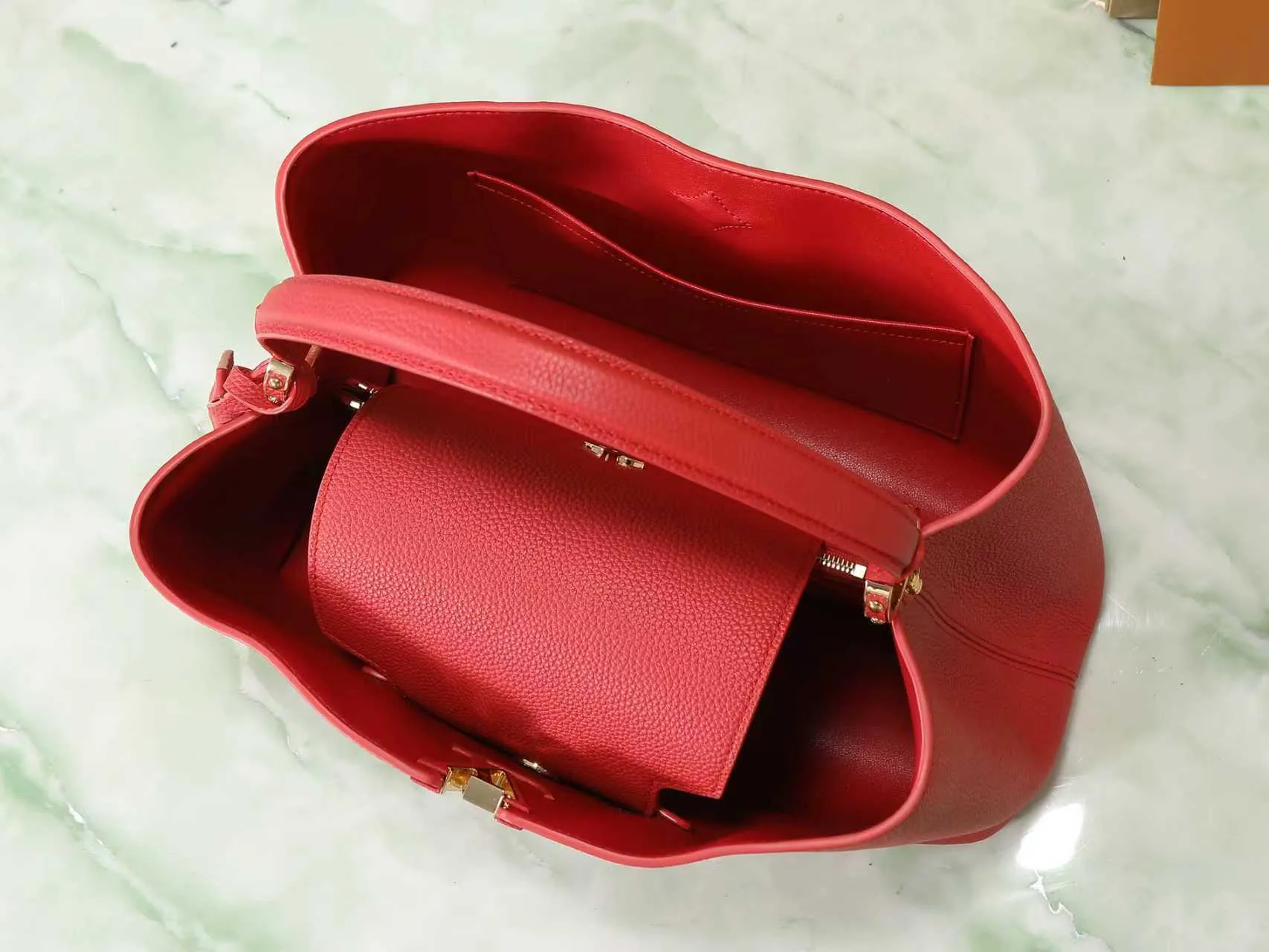 Louis Vuitton Red Capucines Calfskin Top Handle Bag product photo from LabelPicks