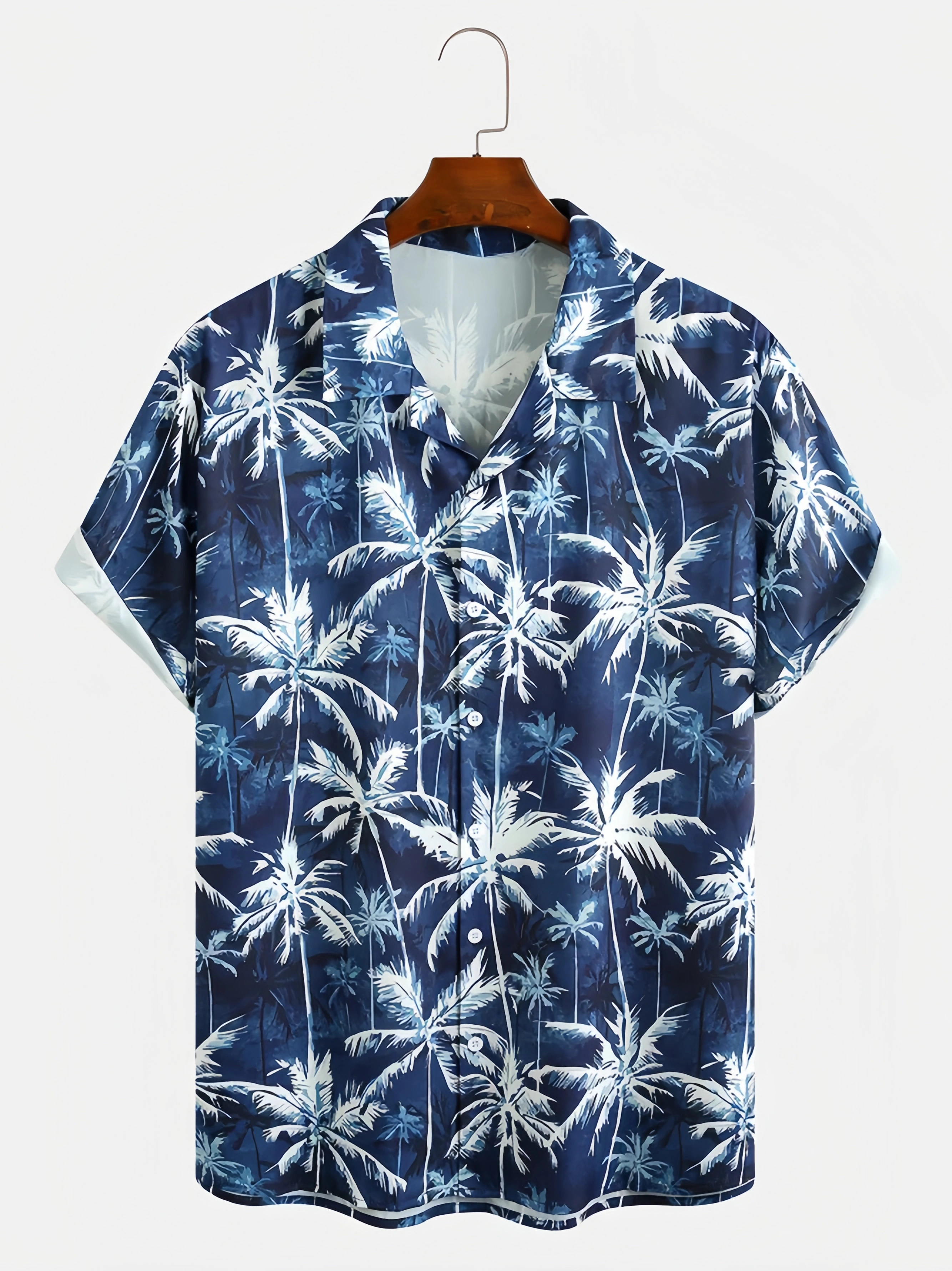 Men's Hawaiian Print Lapel Loose Chest Pocket Short Sleeve Fashion Aloha Shirt