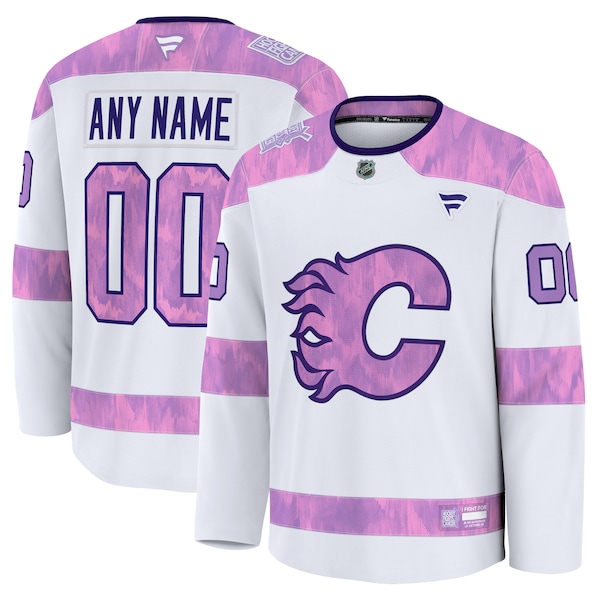 Calgary Flames  2024 Hockey Fights Cancer Custom Practice Jersey - White