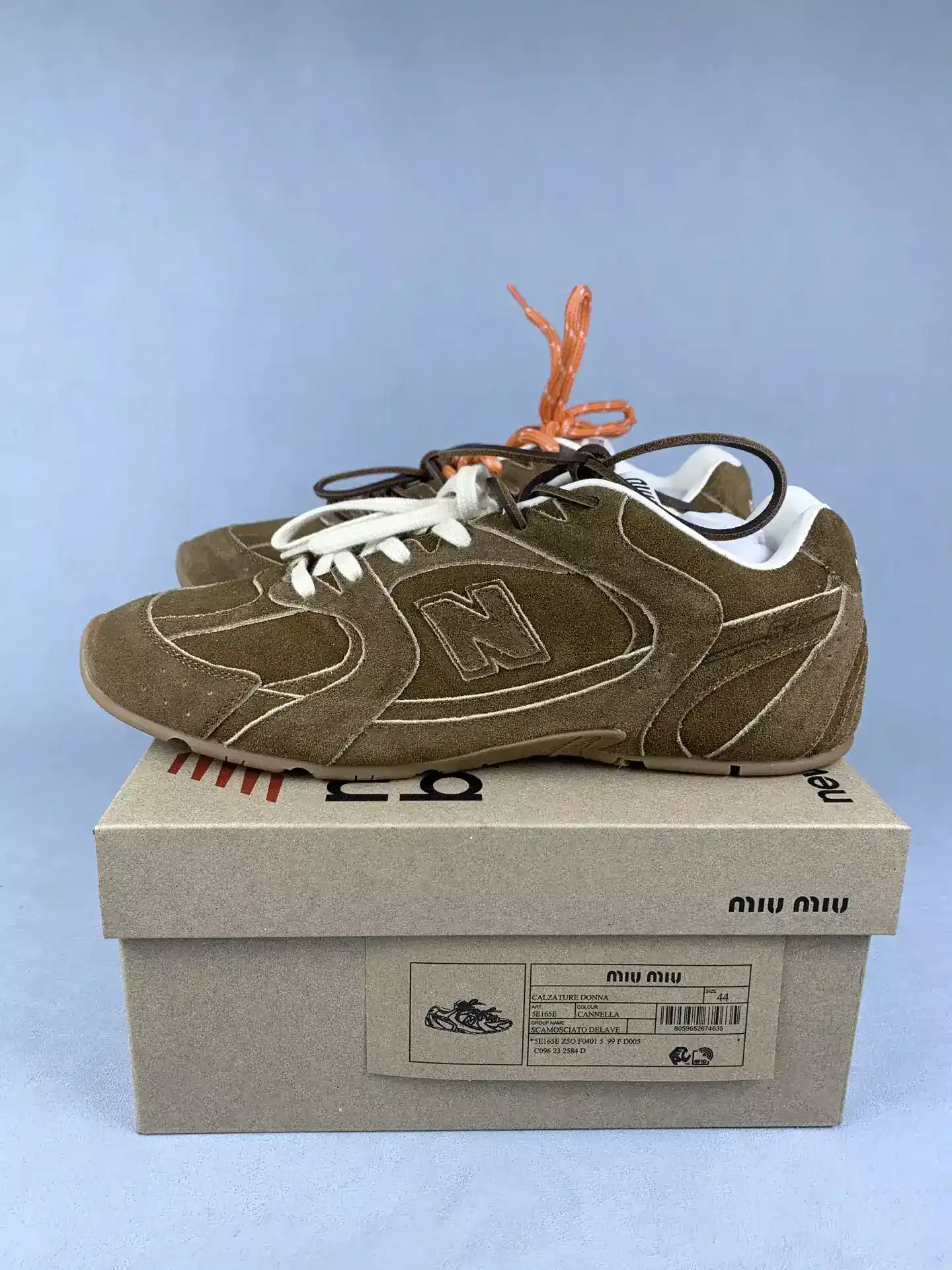 New Balance X Miu Miu 530 SL suede and mesh sneakers product photo from LabelPicks