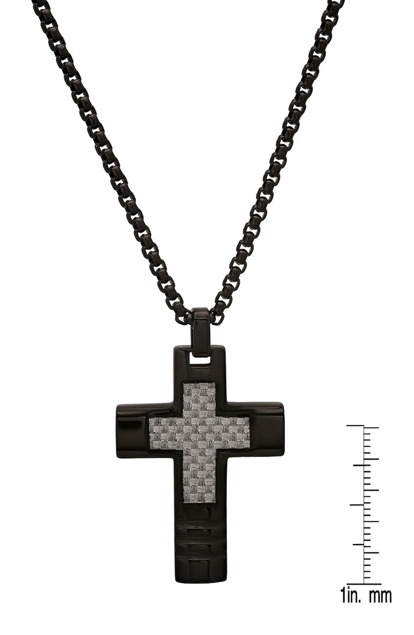 HMY JEWELRY Men's Black Cross Pendant Necklace