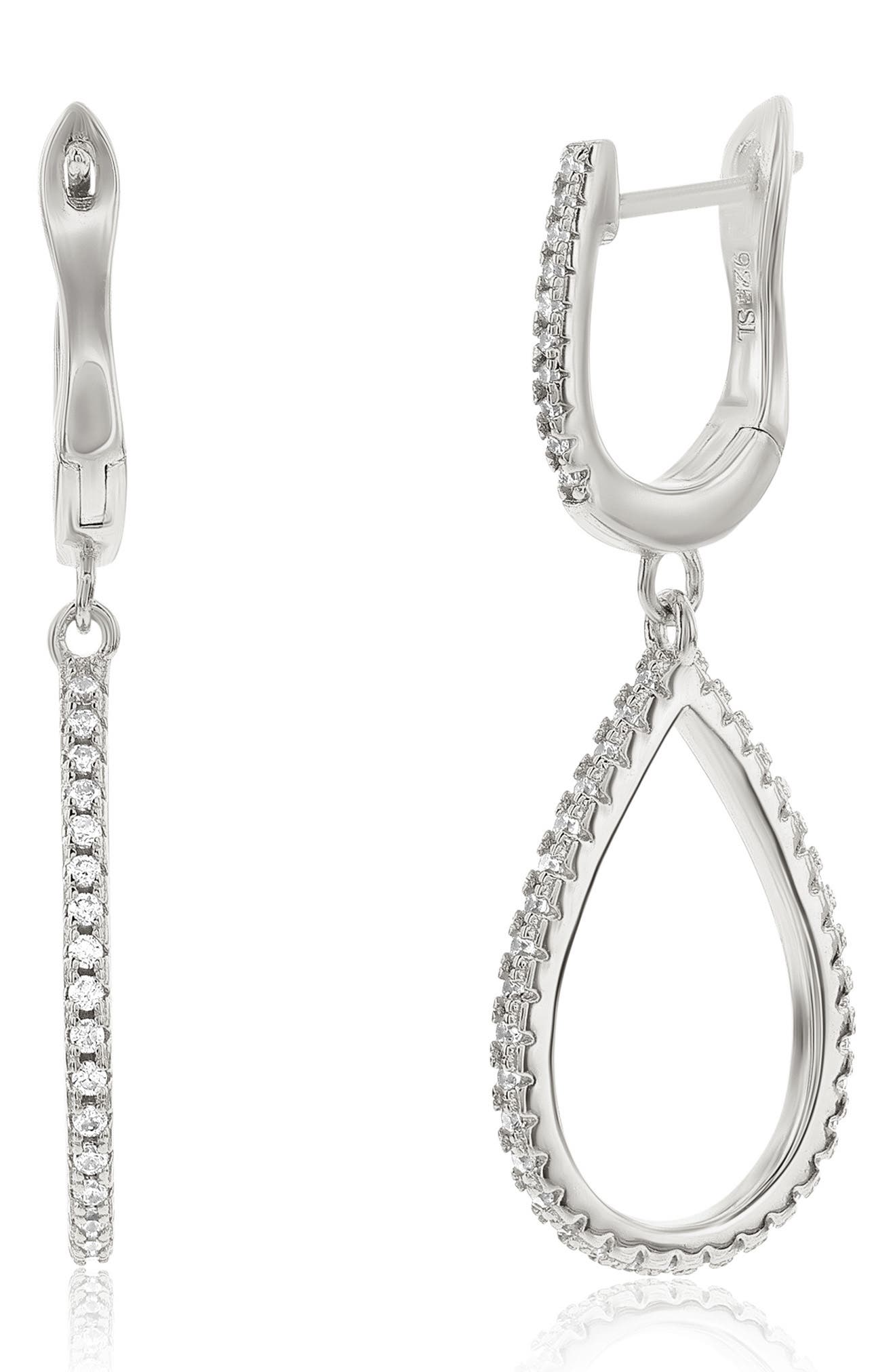 SUZY LEVIAN Cubic Zirconia Drop Huggie Hoop Earrings