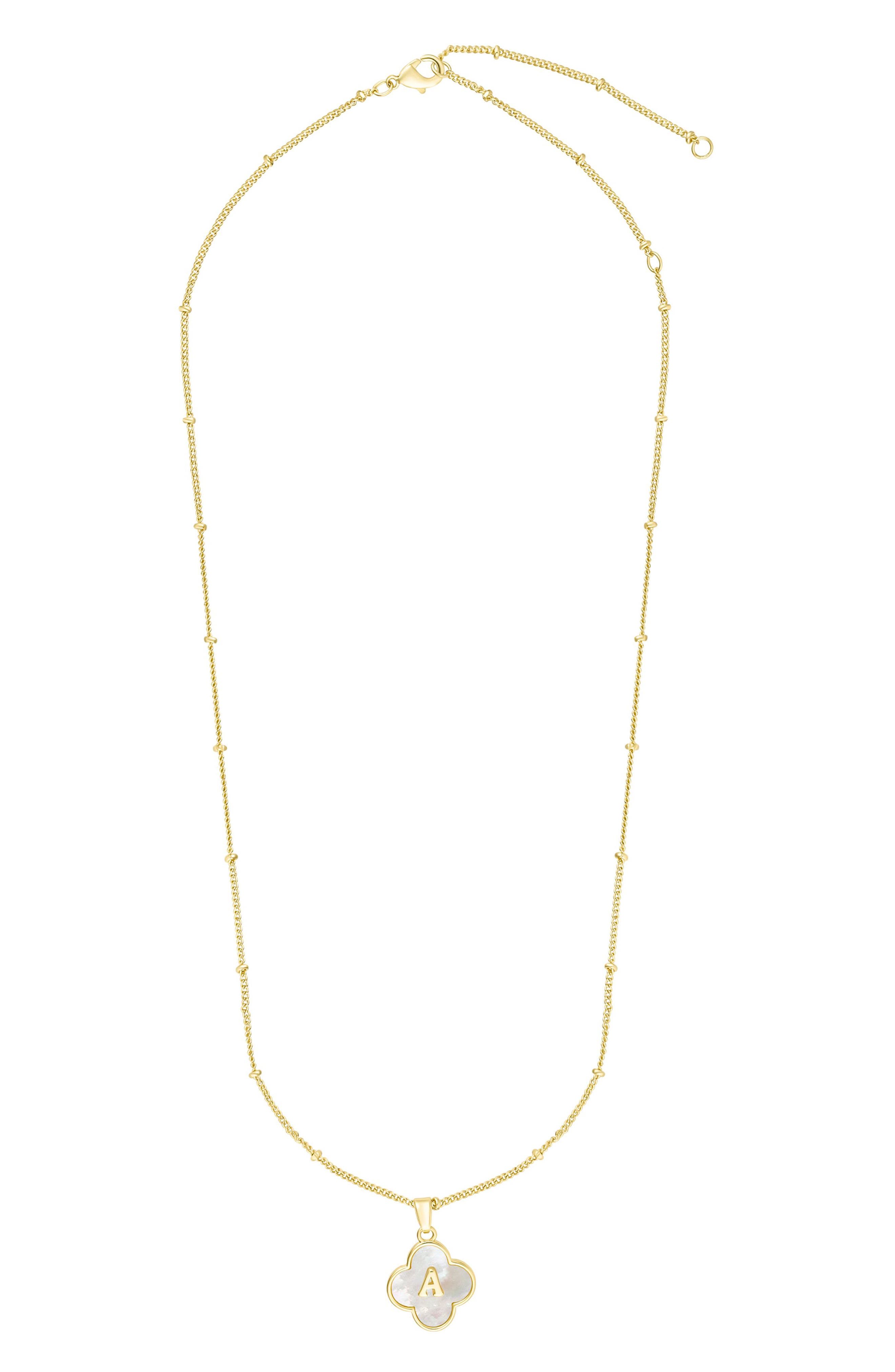 Adornia Mother-of-Pearl Clover Initial Pendant Necklace
