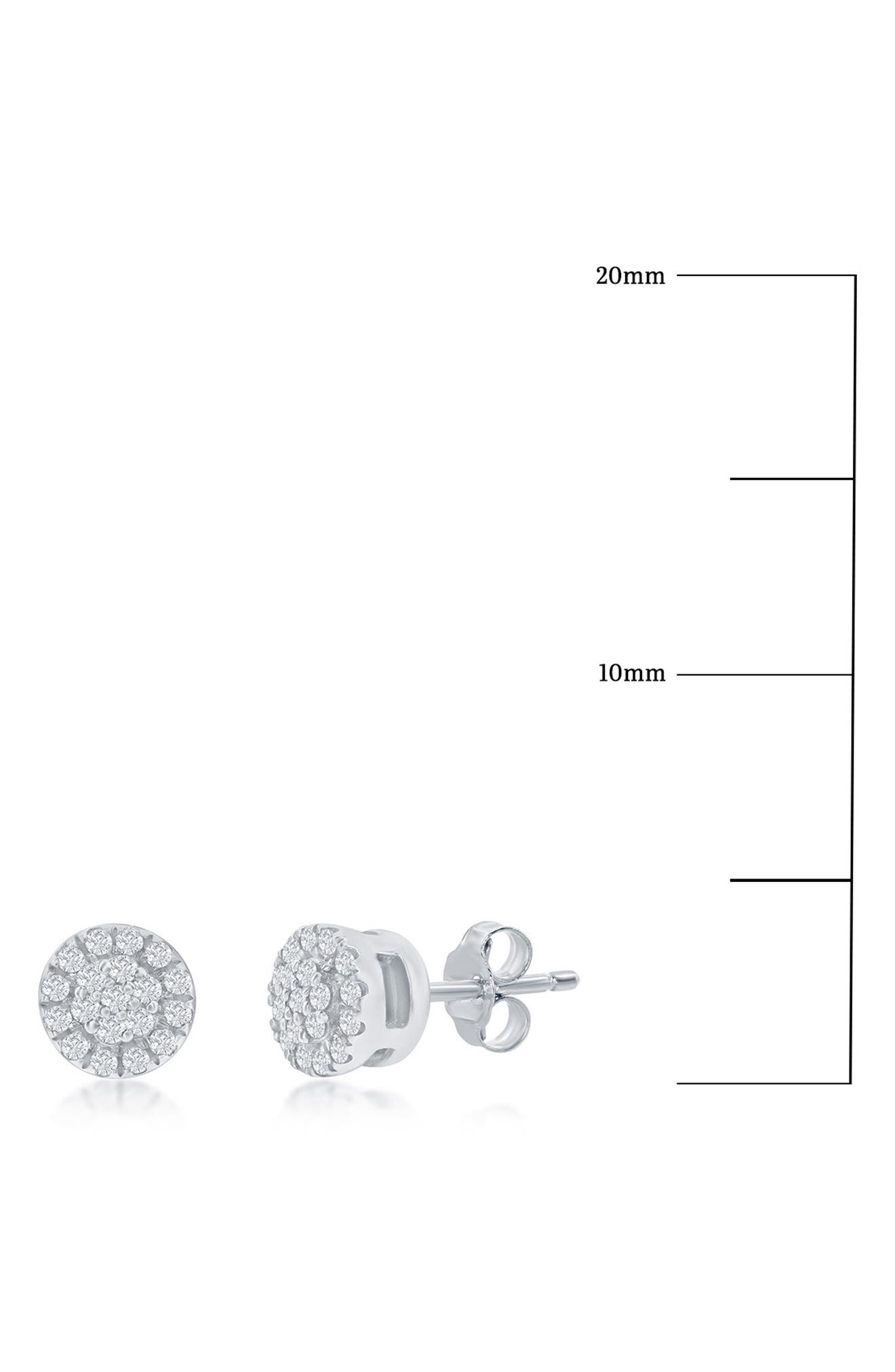 SIMONA Sterling Silver Pavé Diamond Round Halo Stud Earrings - 0.07ct.