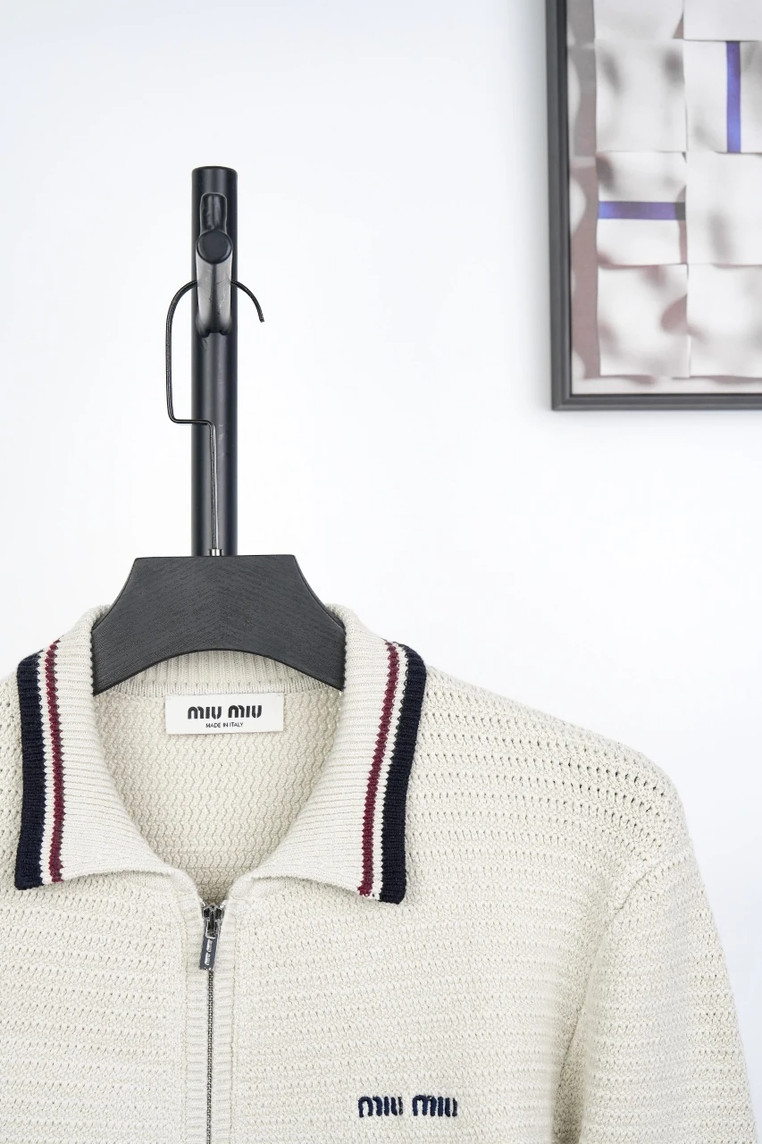 Miu Miu Off White Long Pile Cotton Zip Jacket product photo from LabelPicks