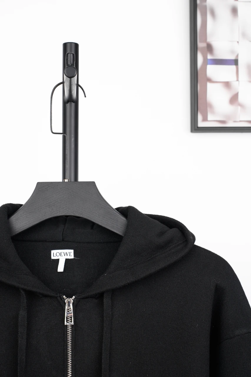 LOEWE Black Tonal Anagram Wool Hooded Jacket product photo from LabelPicks