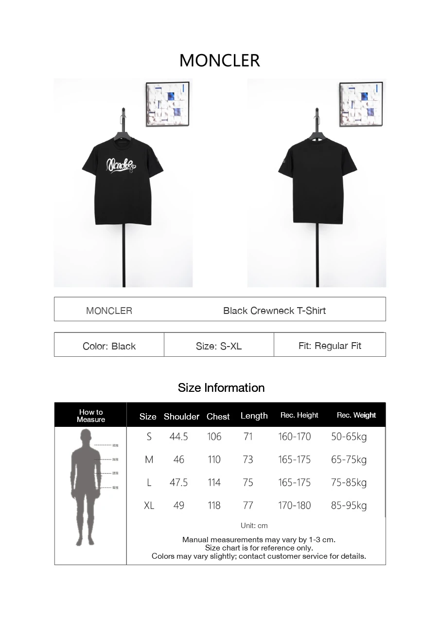 Moncler Black Script Logo Crewneck T-Shirt product photo from LabelPicks