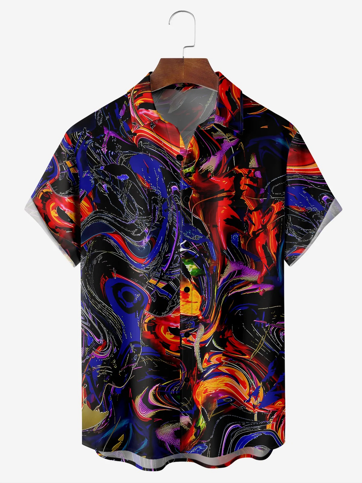 Moisture-wicking Abstract Geometric Chest Pocket Casual Shirt