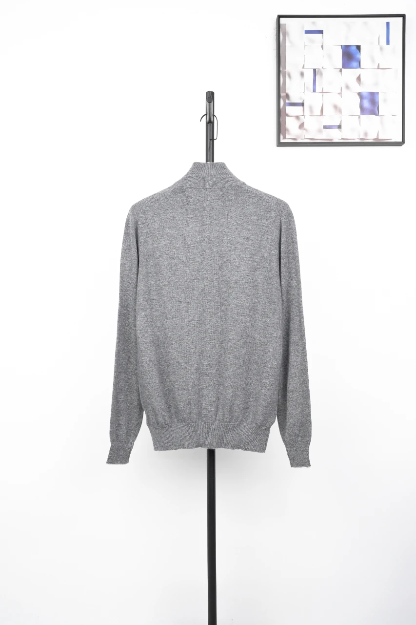 Brunello Cucinelli Light Grey Wool Zip Cardigan product photo from LabelPicks