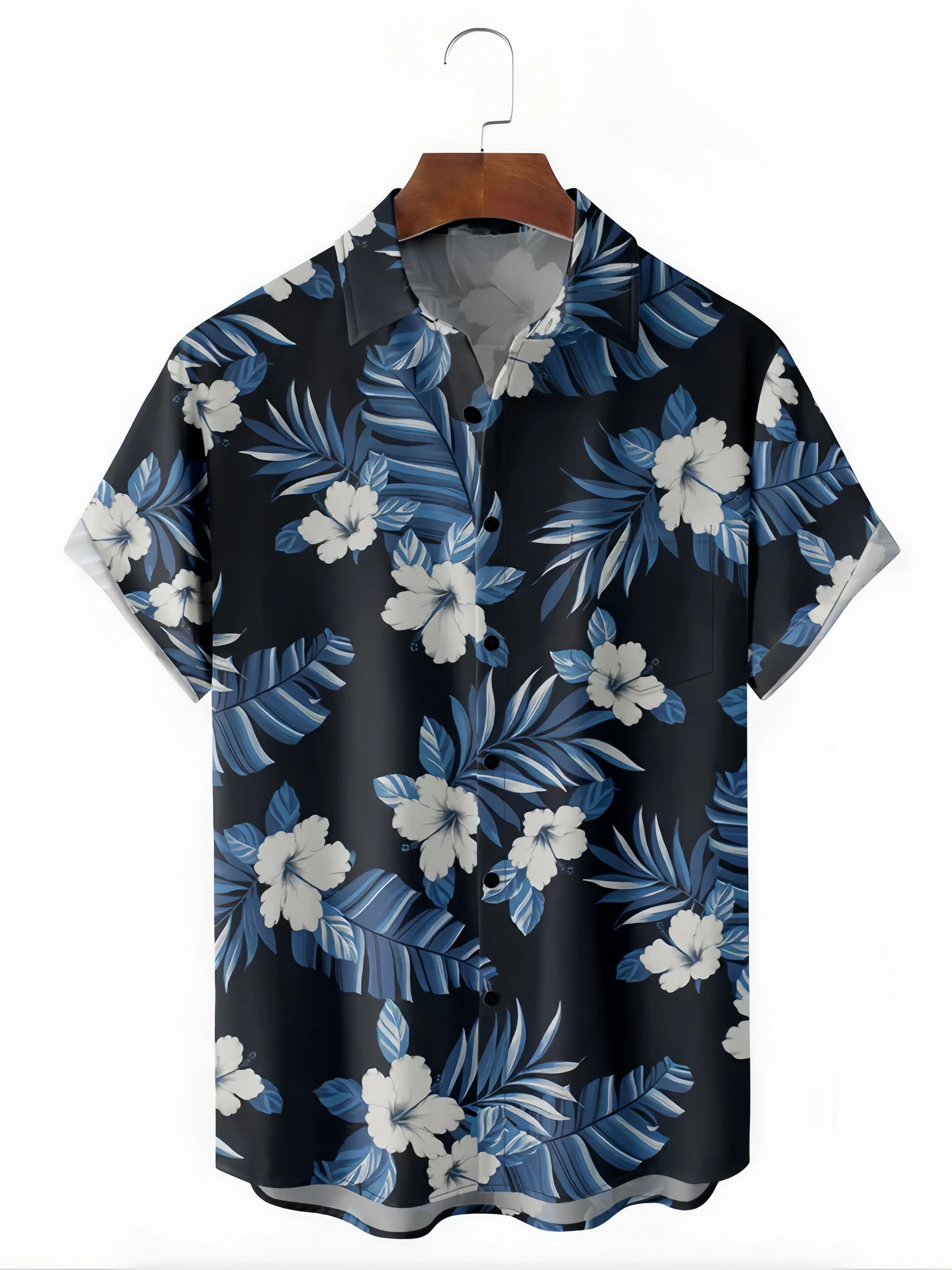 Botanical Floral Chest Pocket Short Sleeve Hawaiian Shirt