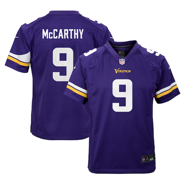 J.J. McCarthy Minnesota Vikings Nike Youth Team Player Game Jersey - Purple/White